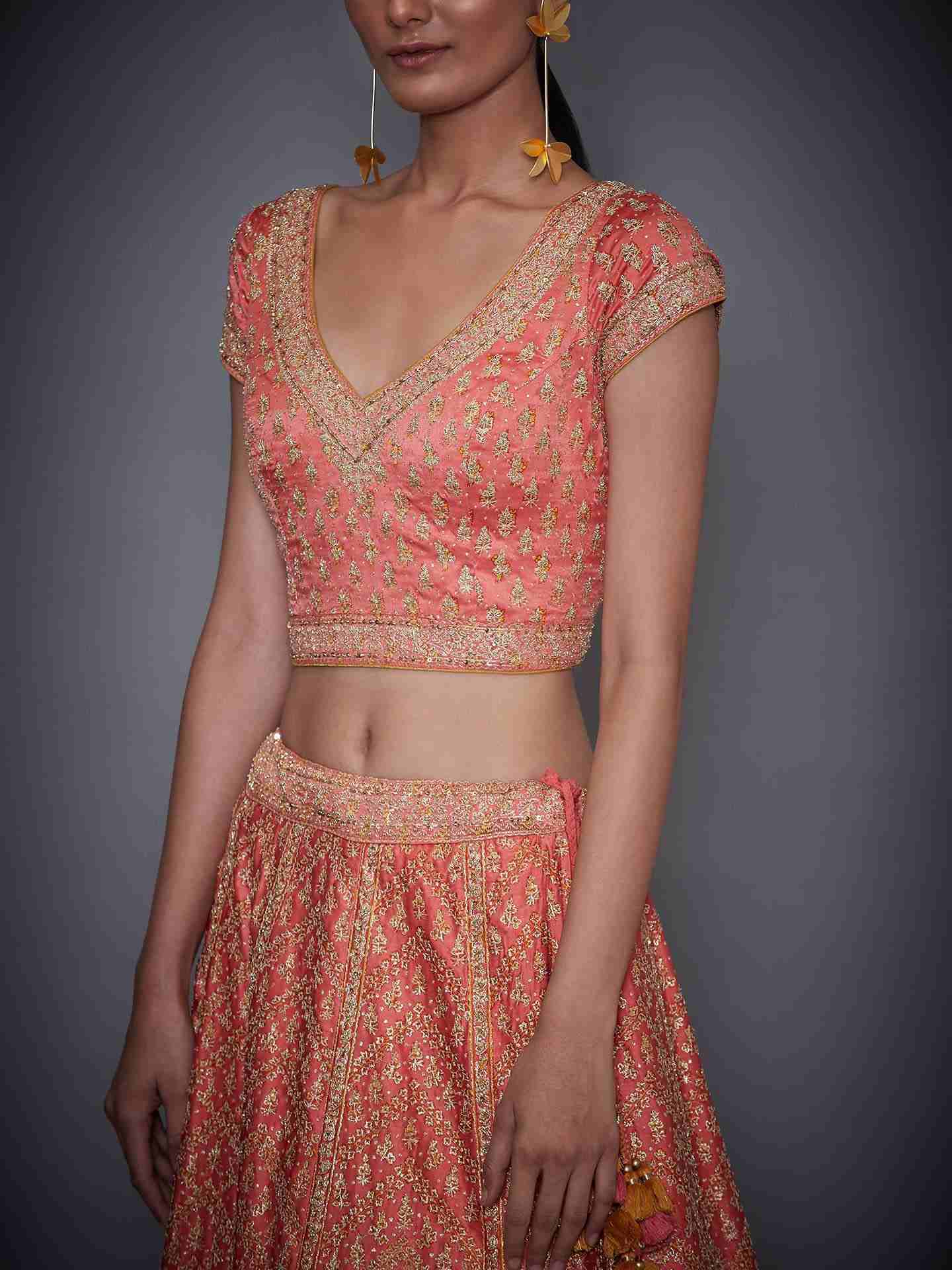 Coral Daya Zardozi Lehenga Set