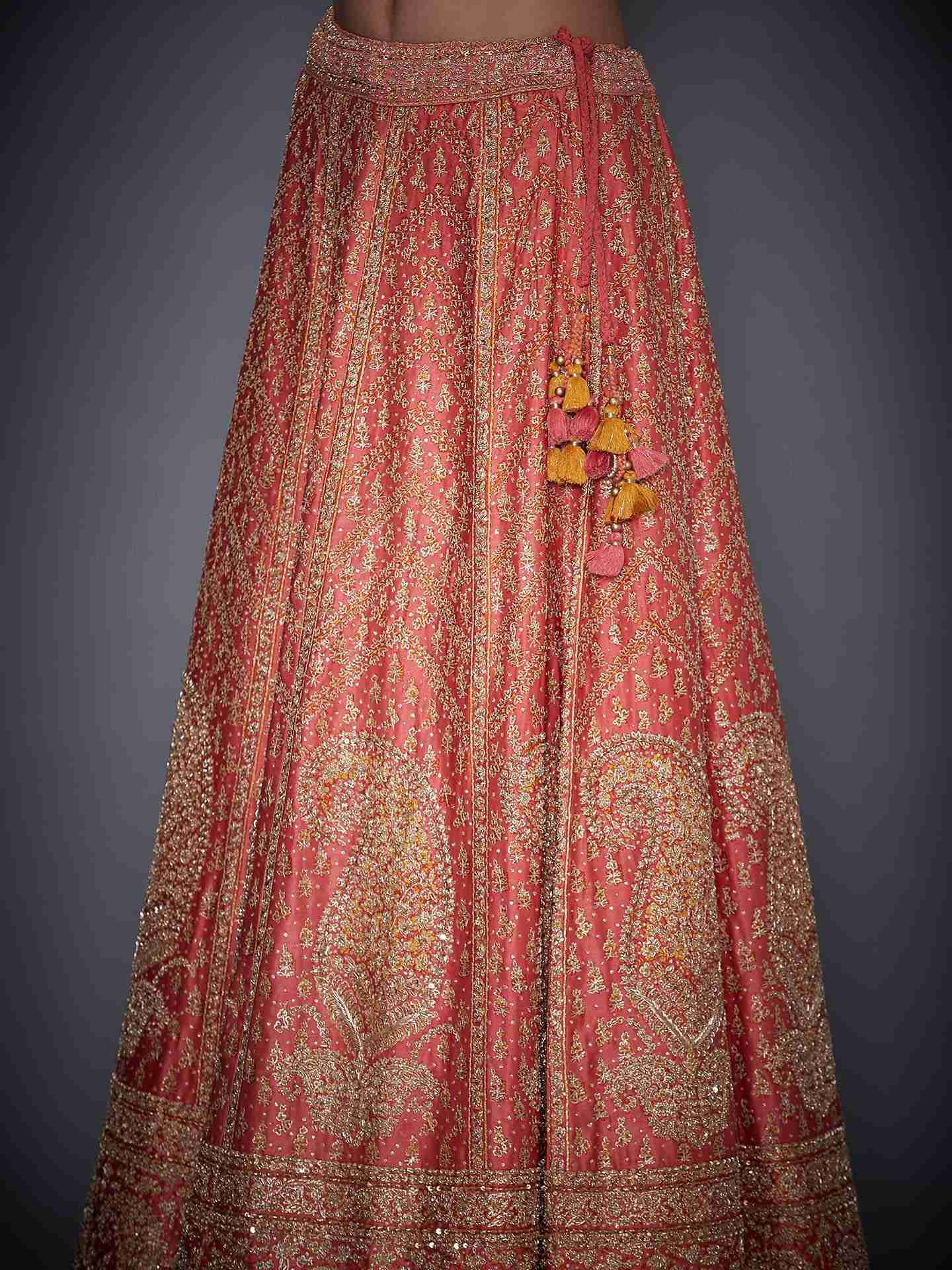 Coral Daya Zardozi Lehenga Set