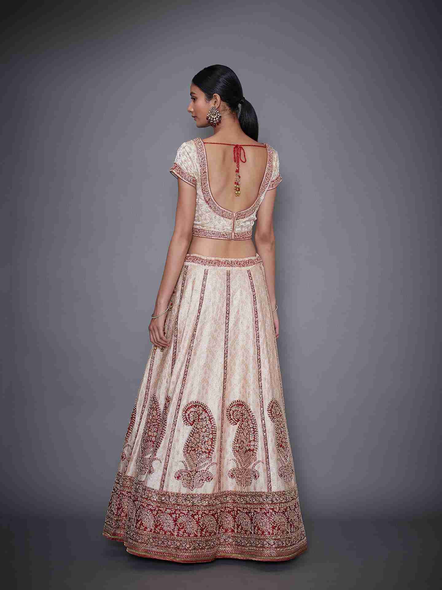 Off White & Red Daya Zardozi Lehenga Set