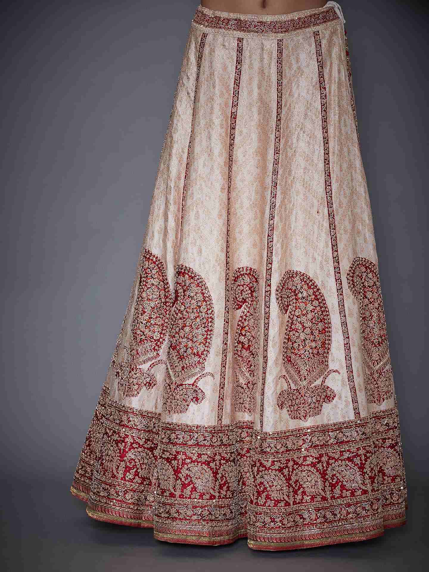 Off White & Red Daya Zardozi Lehenga Set