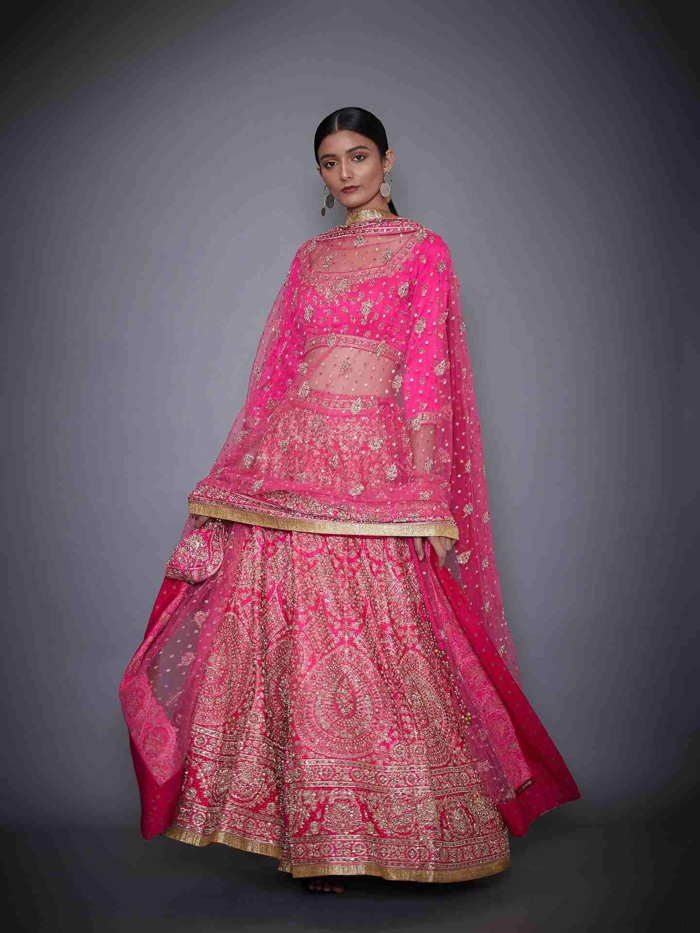 Neon Pink Concentric Eye Lehenga Set