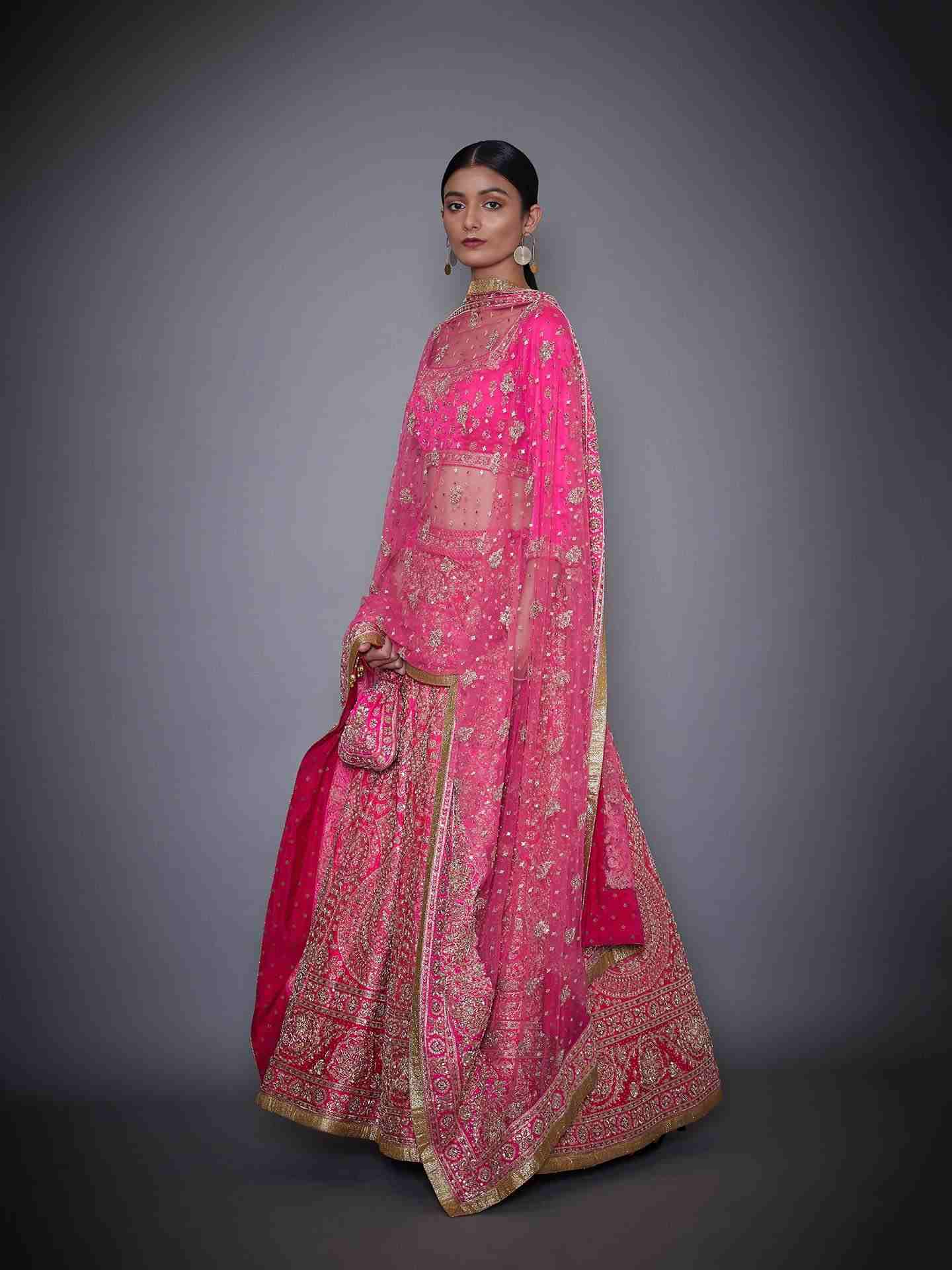 Neon Pink Concentric Eye Lehenga Set