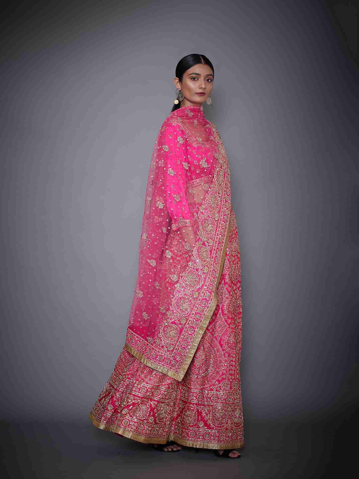 Neon Pink Concentric Eye Lehenga Set
