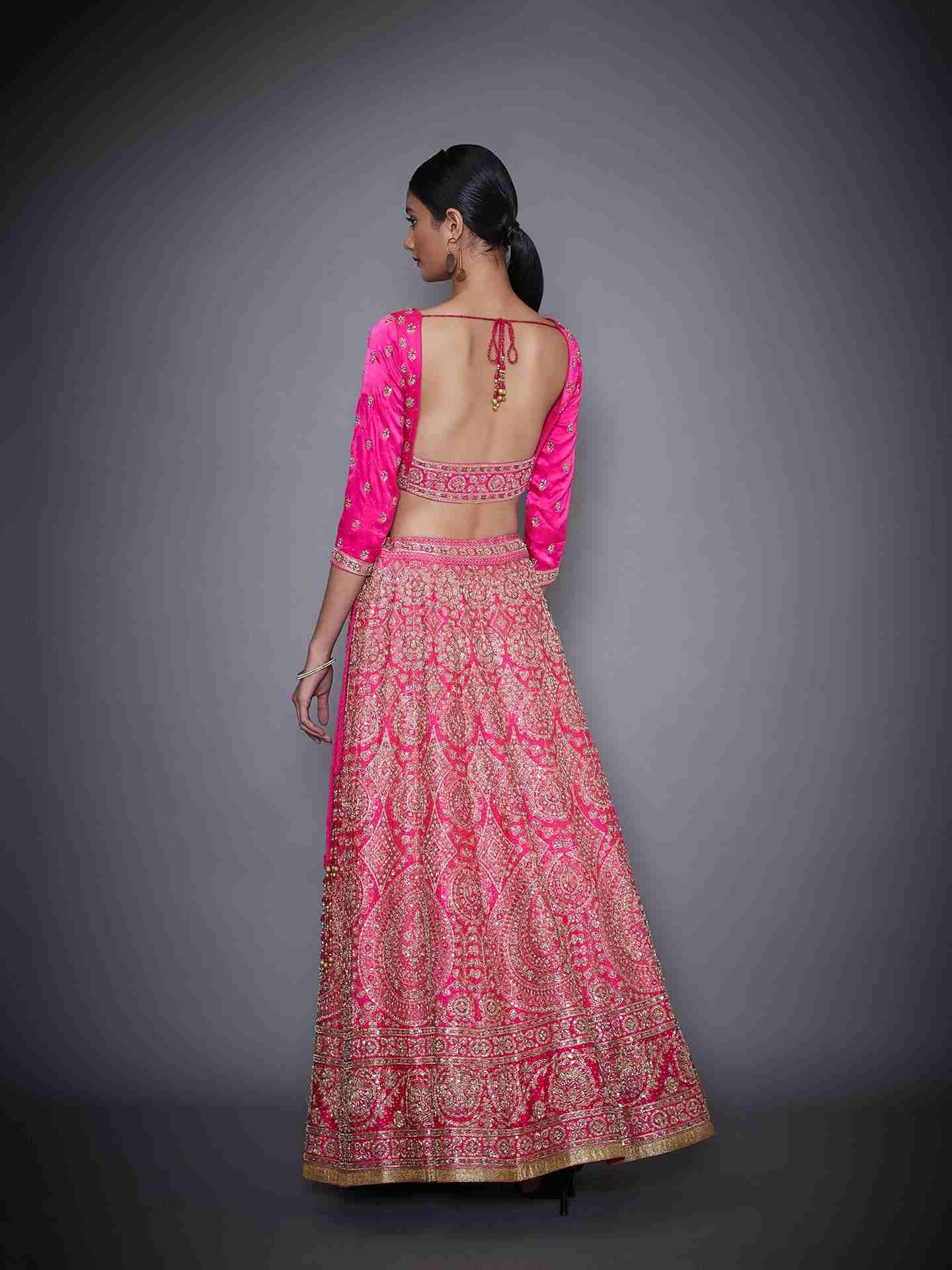Neon Pink Concentric Eye Lehenga Set