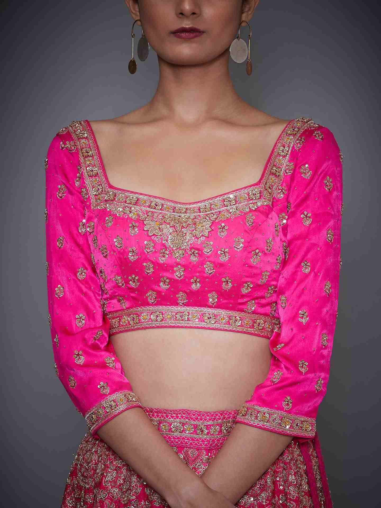 Neon Pink Concentric Eye Lehenga Set