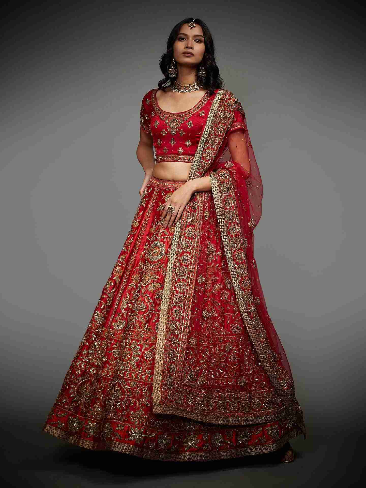 Red & Saffron Suchita Zardozi Lehenga Set