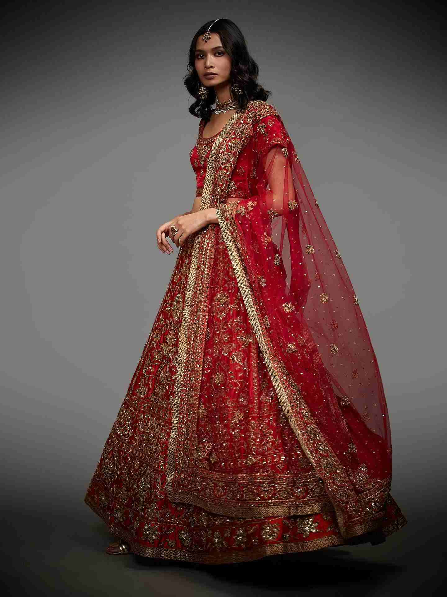 Red & Saffron Suchita Zardozi Lehenga Set