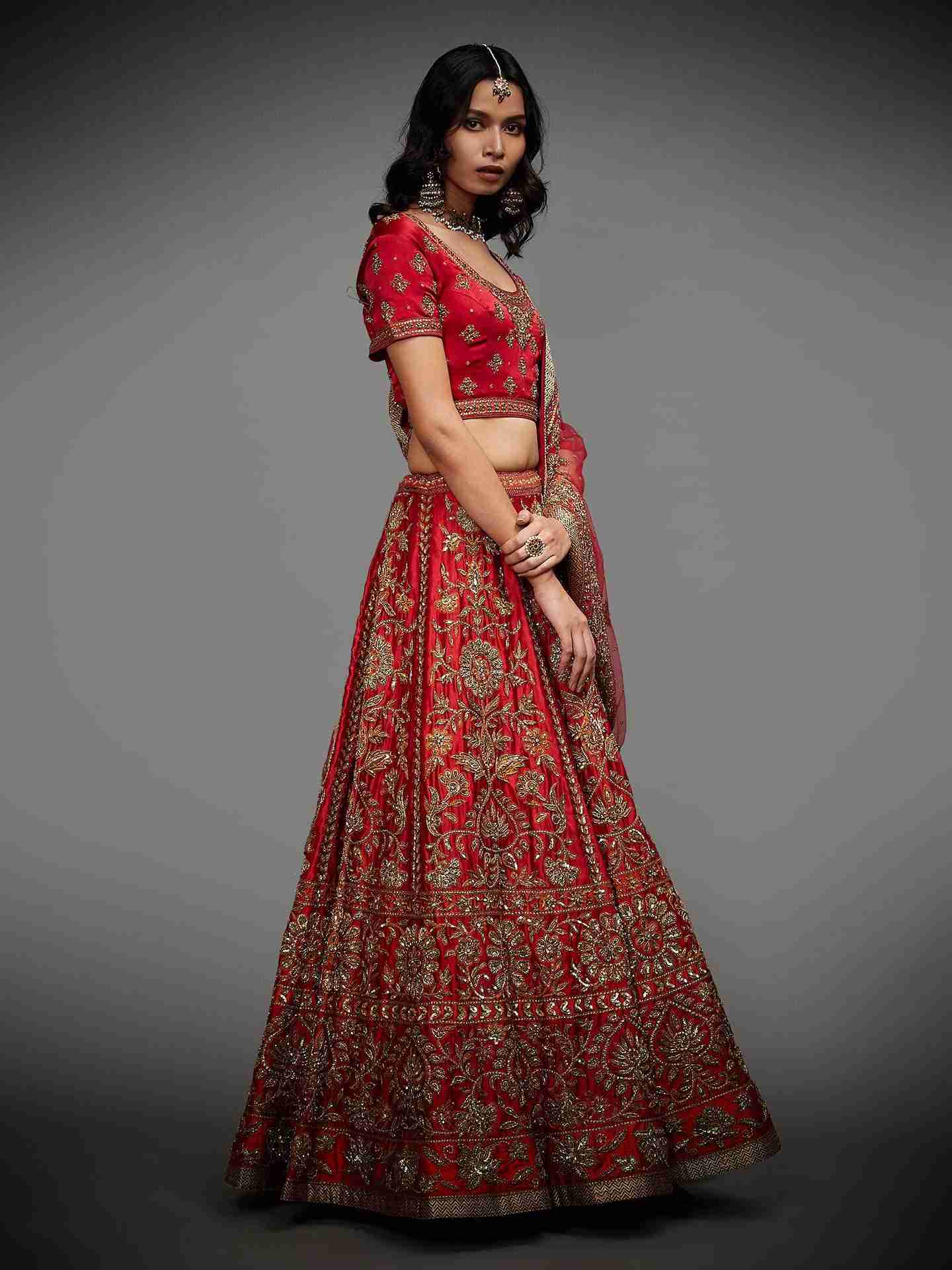 Red & Saffron Suchita Zardozi Lehenga Set