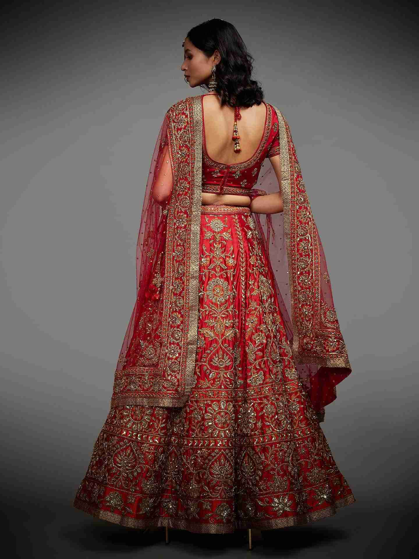 Red & Saffron Suchita Zardozi Lehenga Set