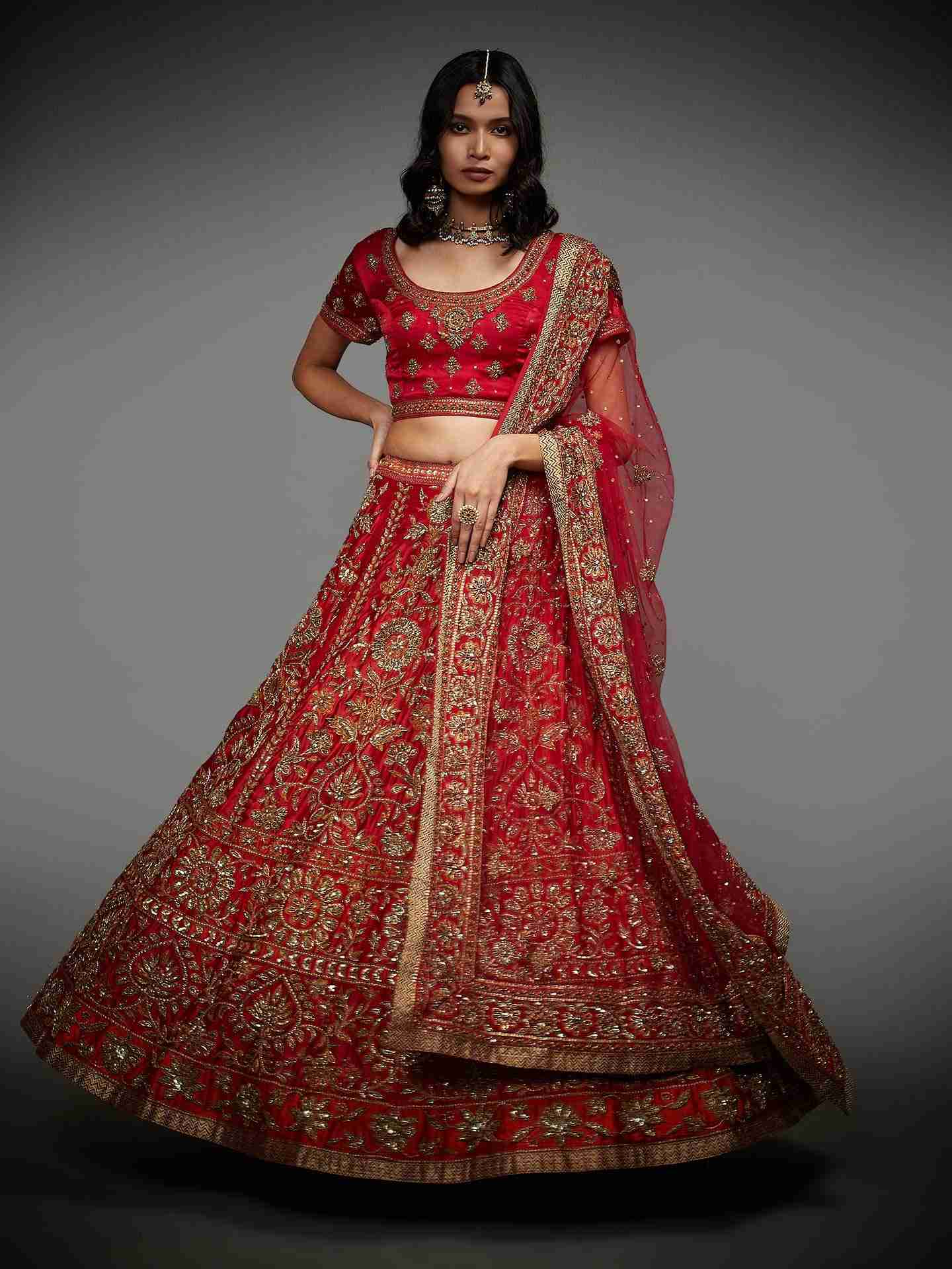 Red & Saffron Suchita Zardozi Lehenga Set