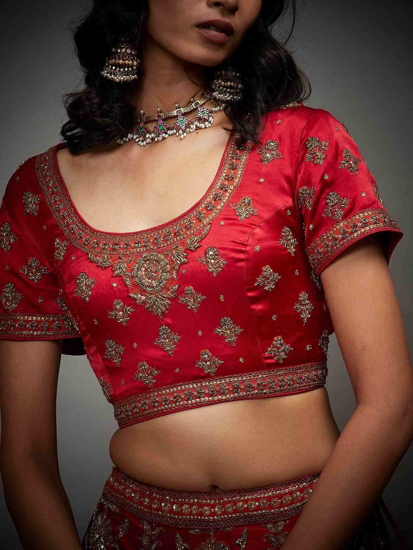 Red & Saffron Suchita Zardozi Lehenga Set
