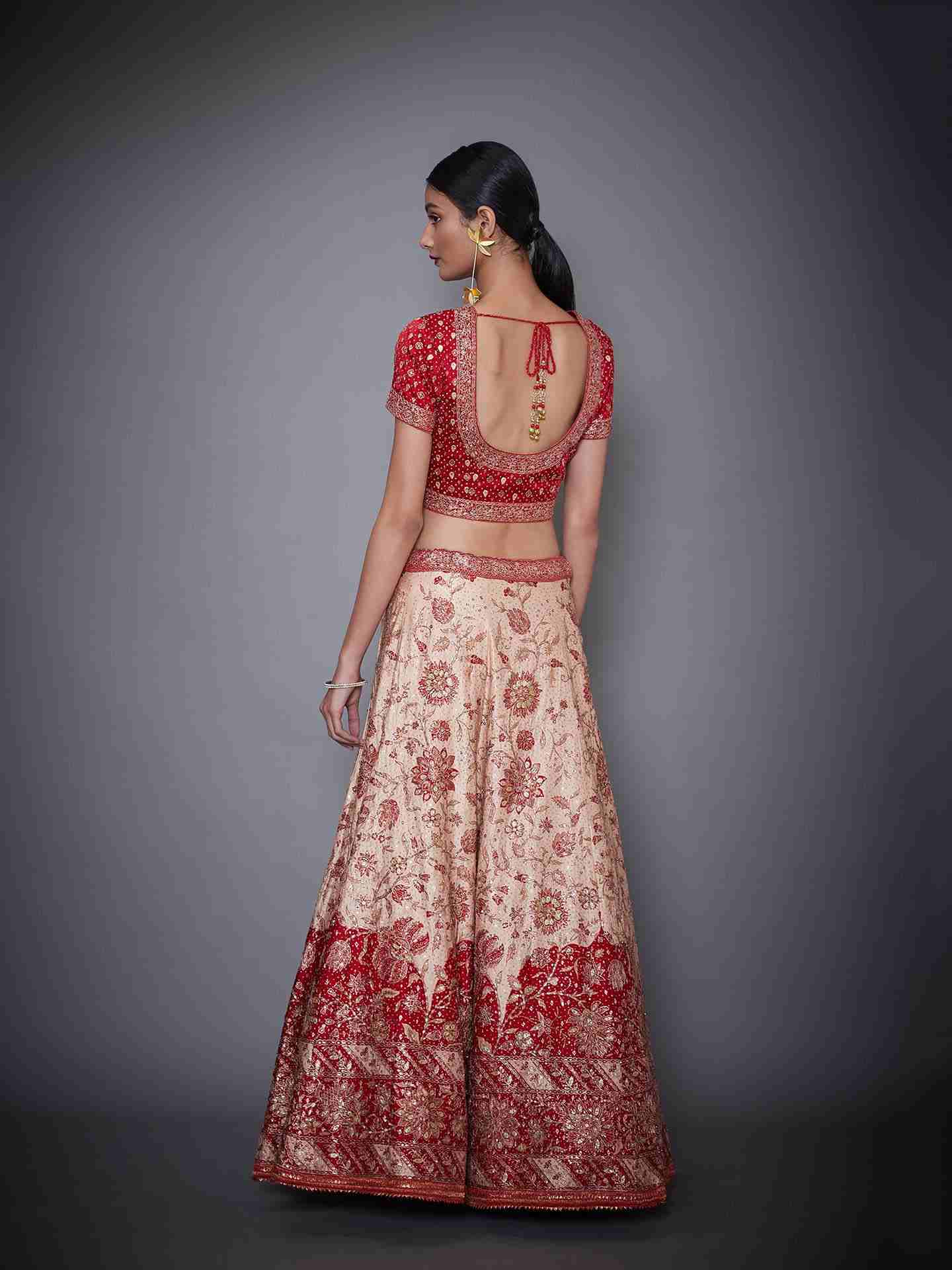 Off White & Red Ria Ari Lehenga Set
