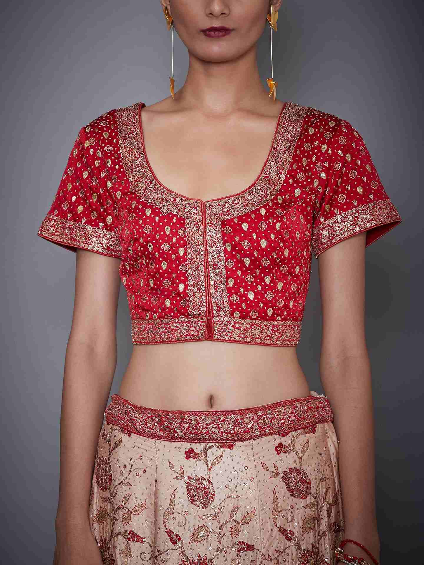 Off White & Red Ria Ari Lehenga Set
