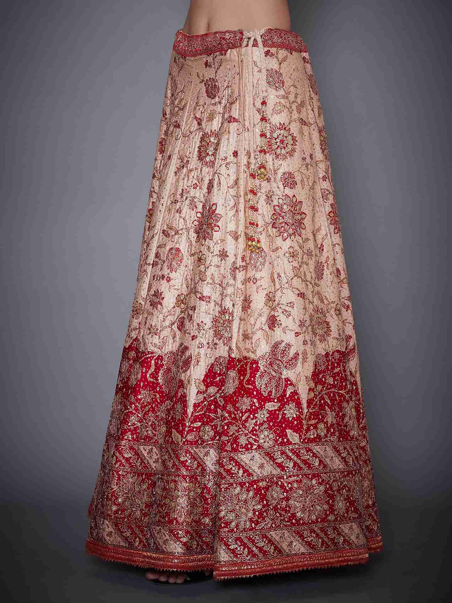 Off White & Red Ria Ari Lehenga Set
