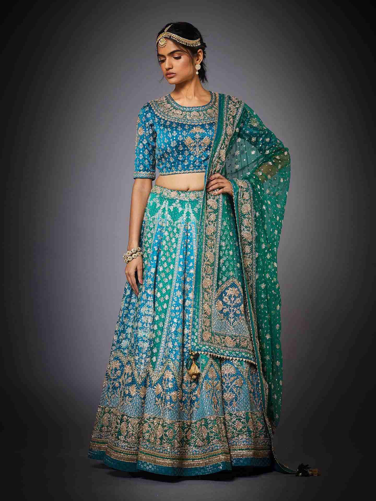 Turquoise & Emerald Jaya Lehenga Set