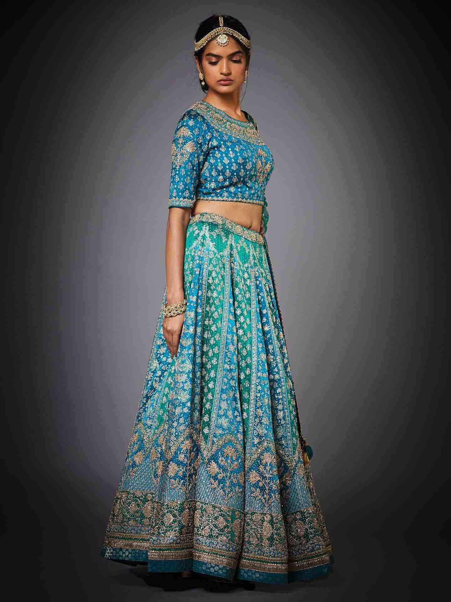 Turquoise & Emerald Jaya Lehenga Set