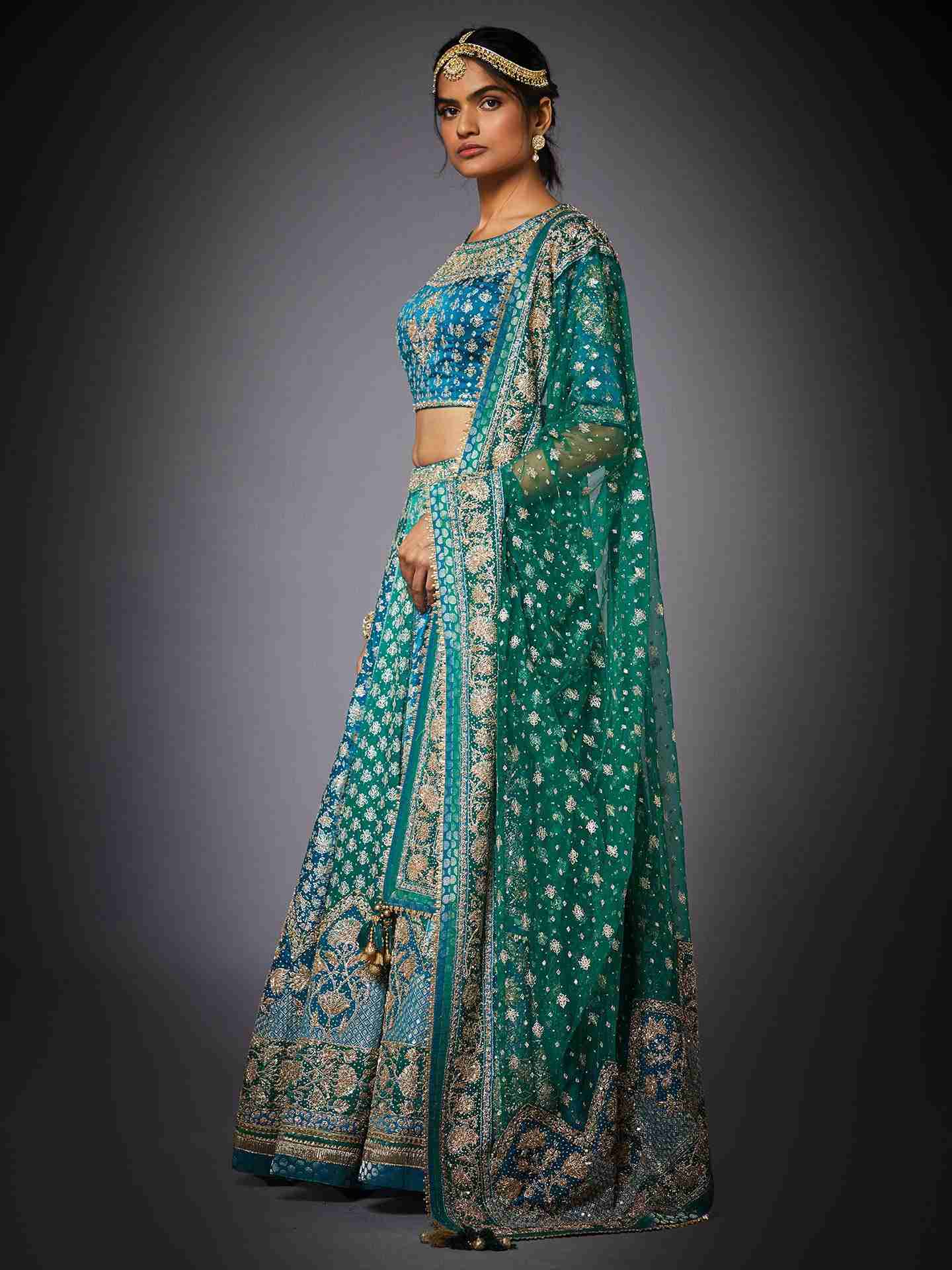 Turquoise & Emerald Jaya Lehenga Set