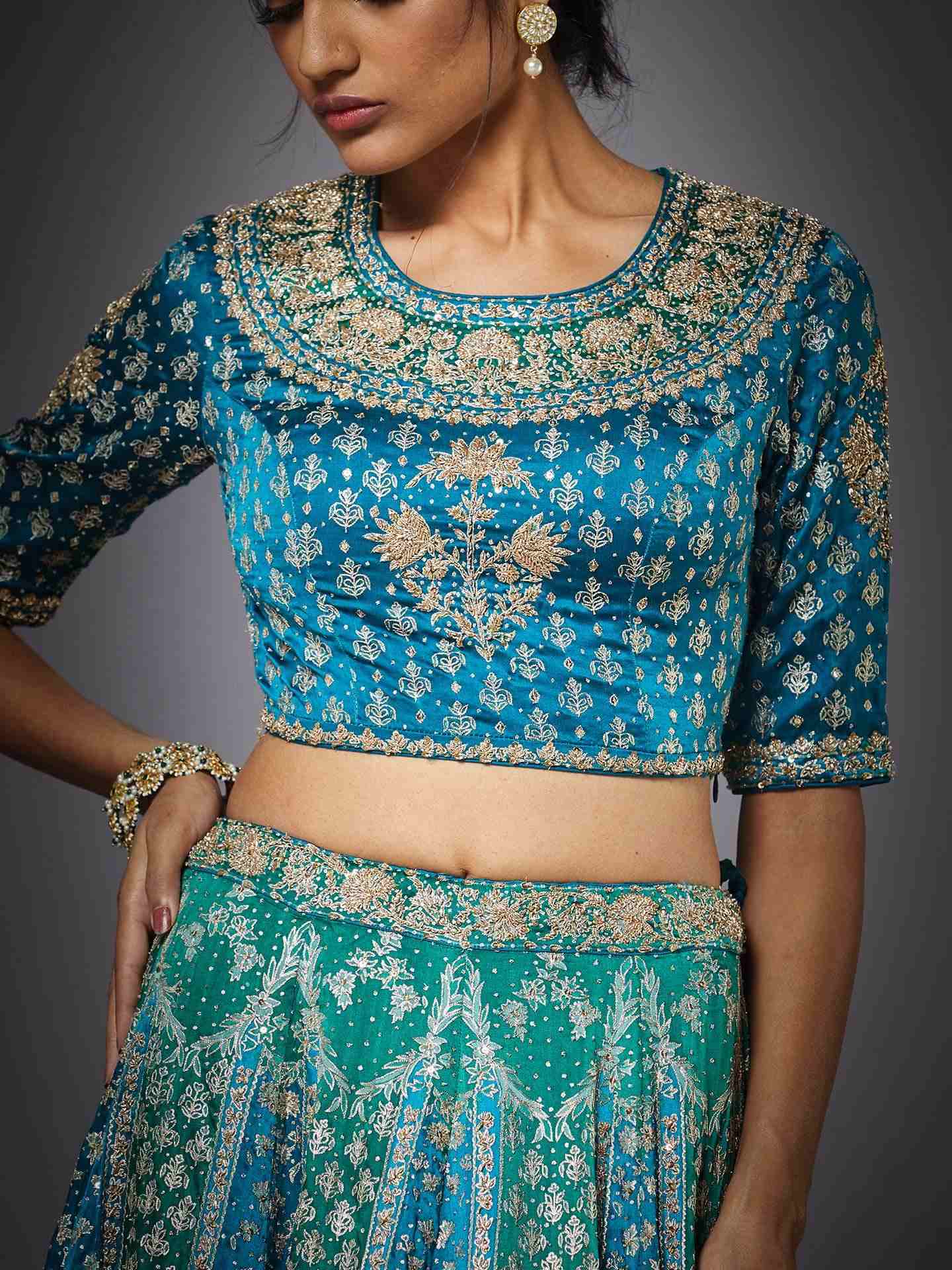 Turquoise & Emerald Jaya Lehenga Set