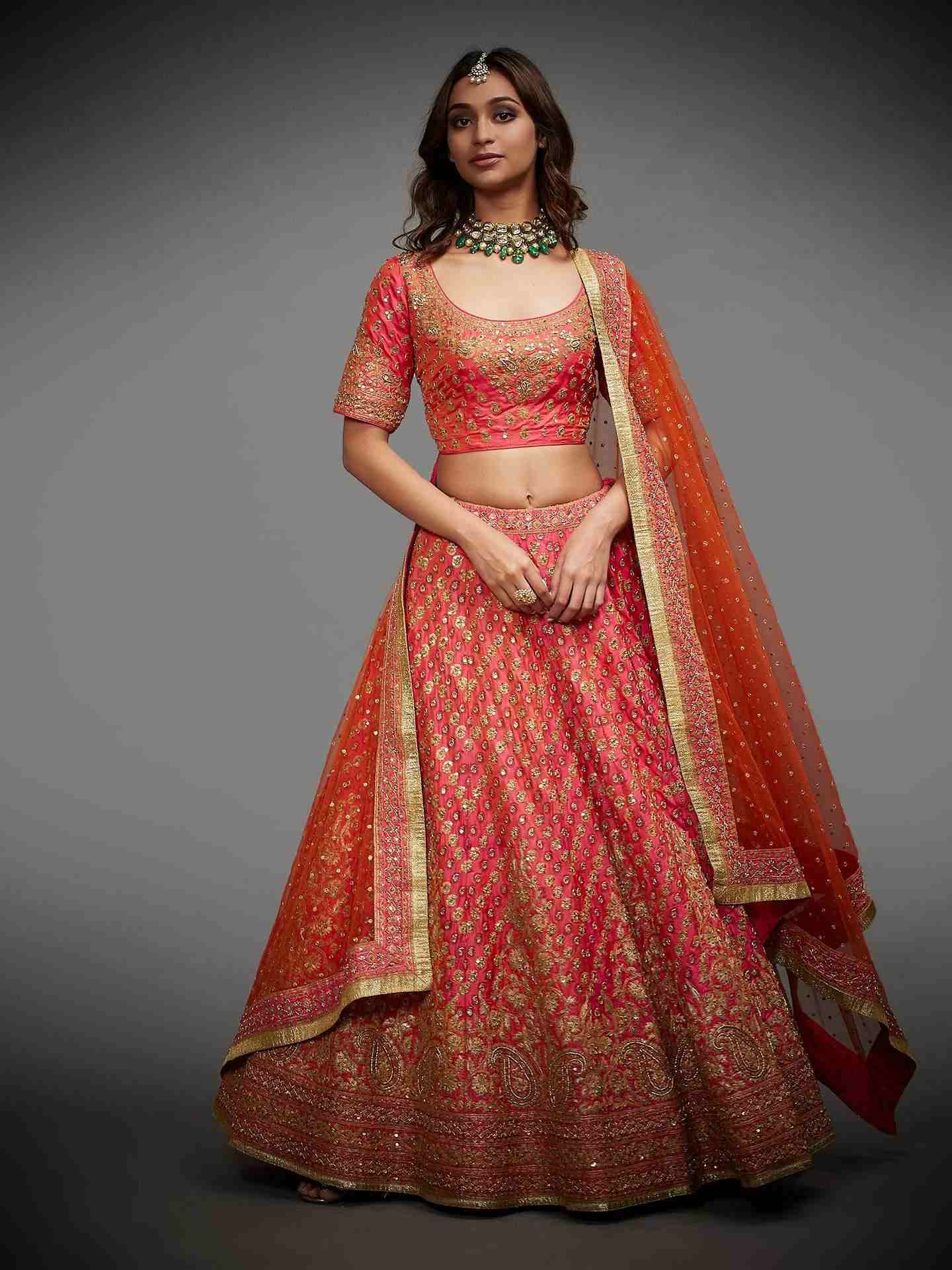 Coral & Orange Sana Lehenga Set