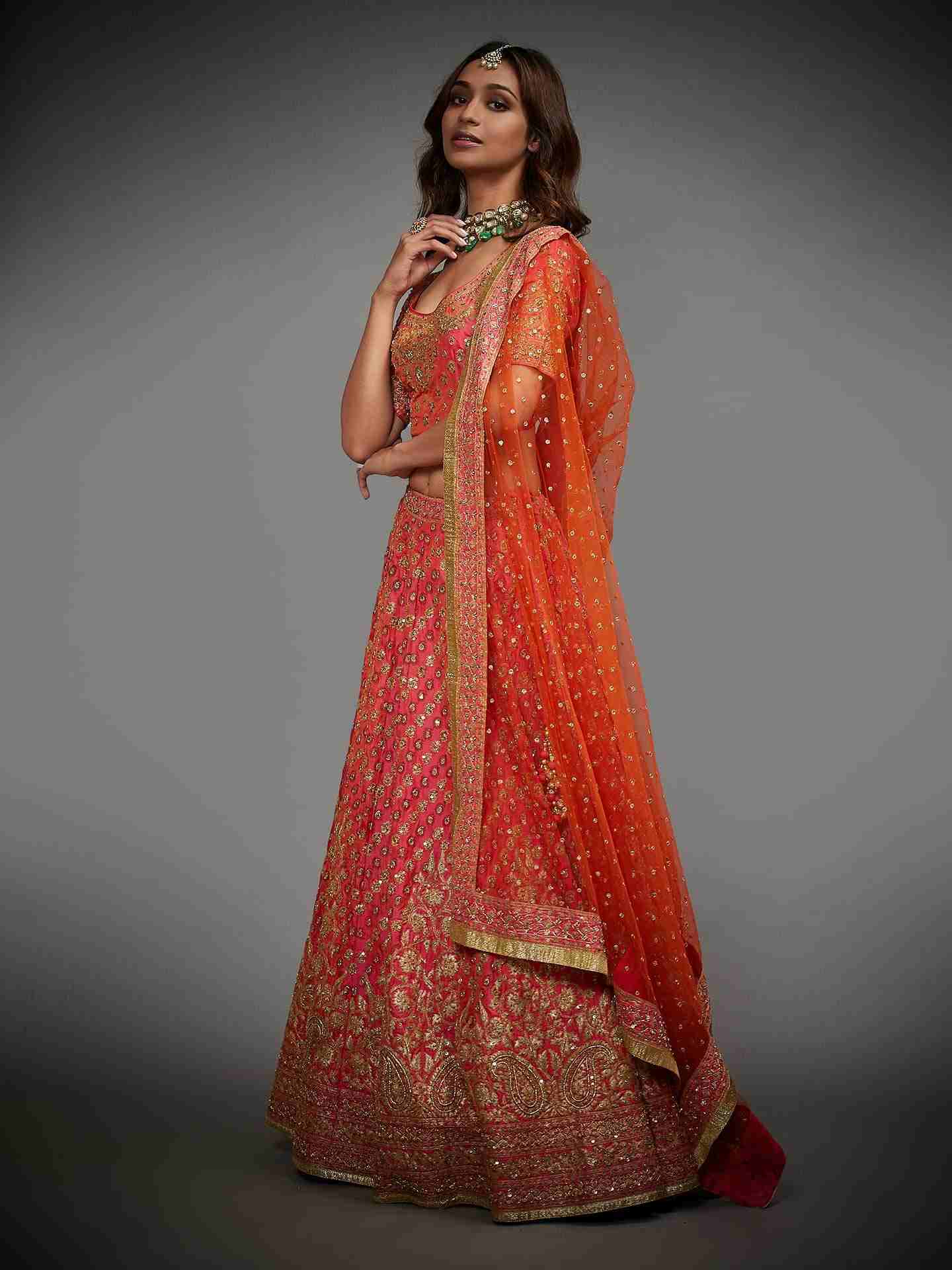 Coral & Orange Sana Lehenga Set