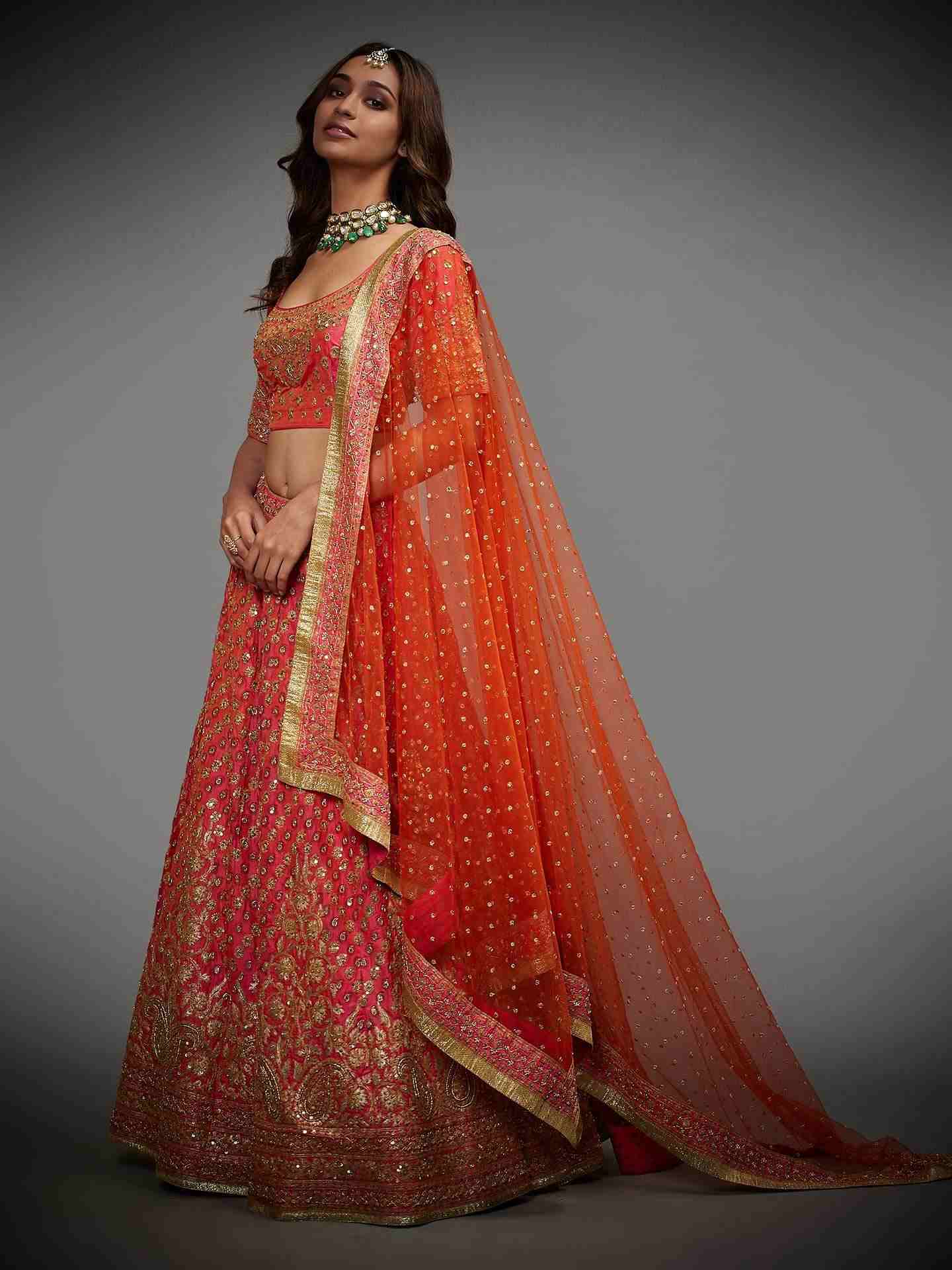 Coral & Orange Sana Lehenga Set