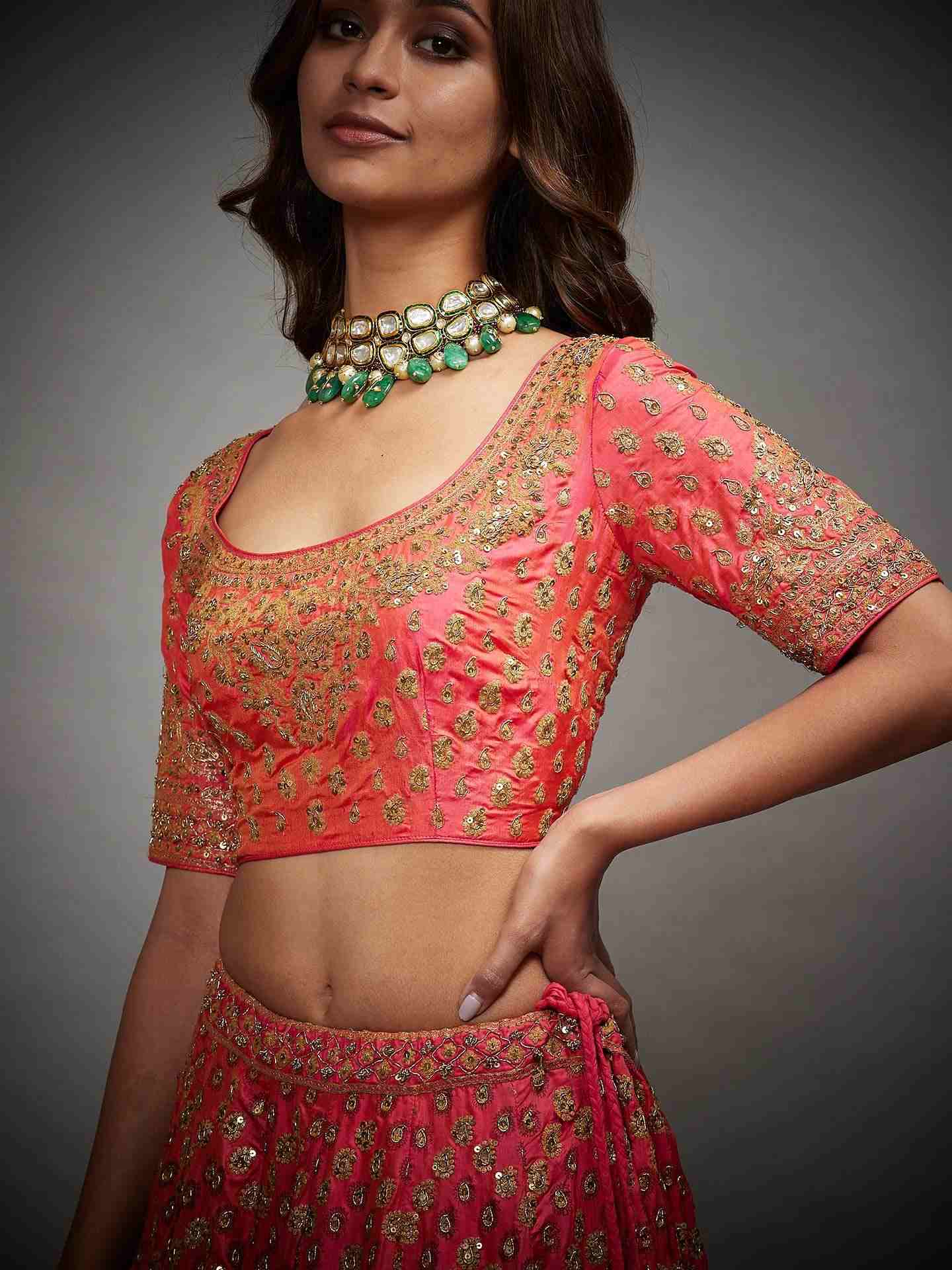 Coral & Orange Sana Lehenga Set