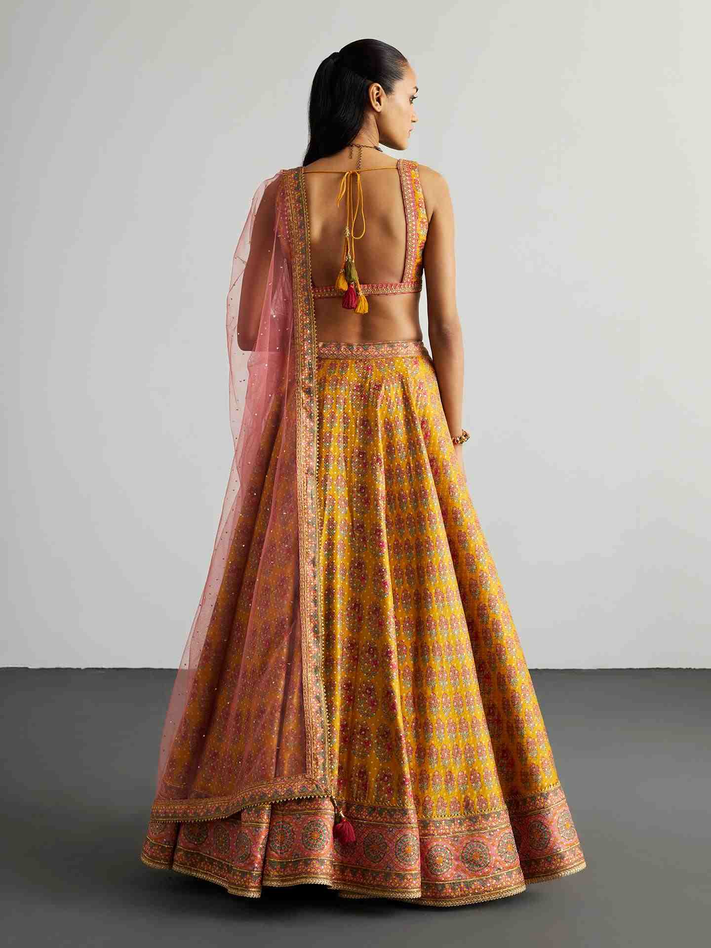Mustard & Pink Cheepa Lehenga Set