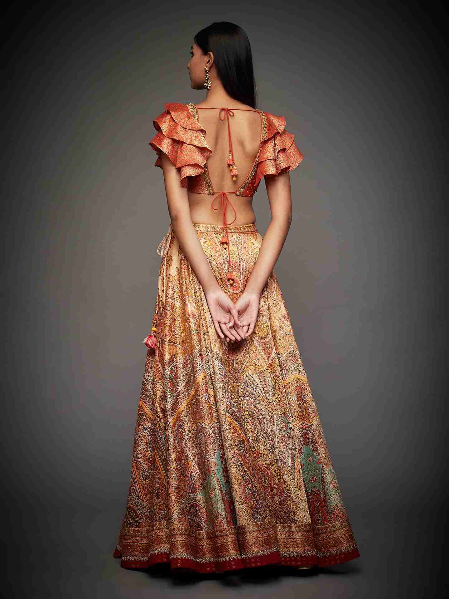 Burnt Orange & Multi Niscira Lehenga Set