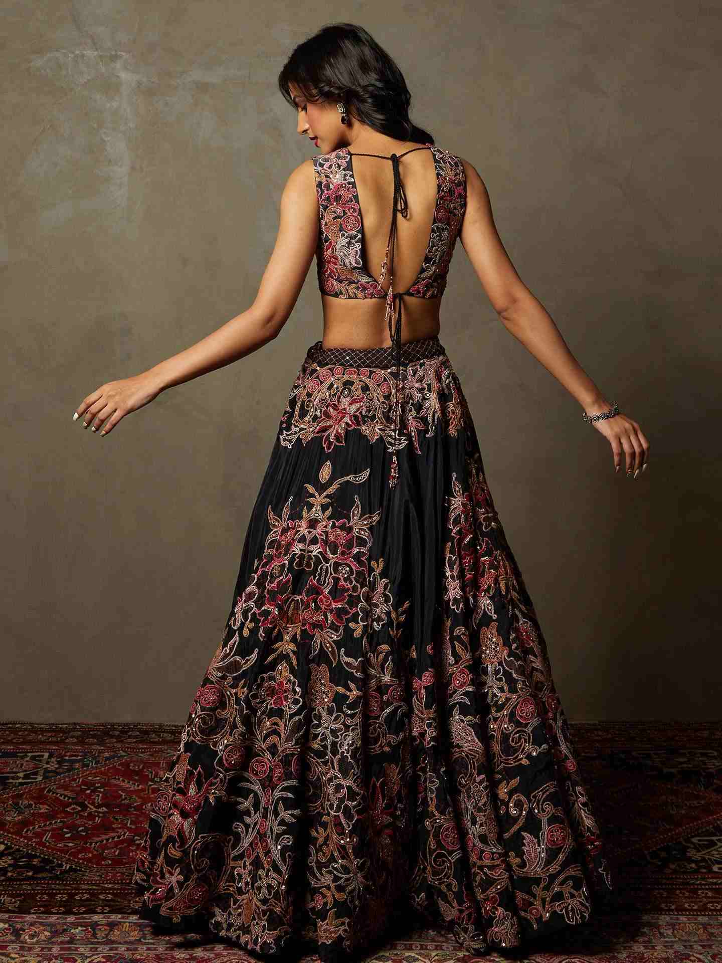 Black & Multi Adenia Lehenga Set