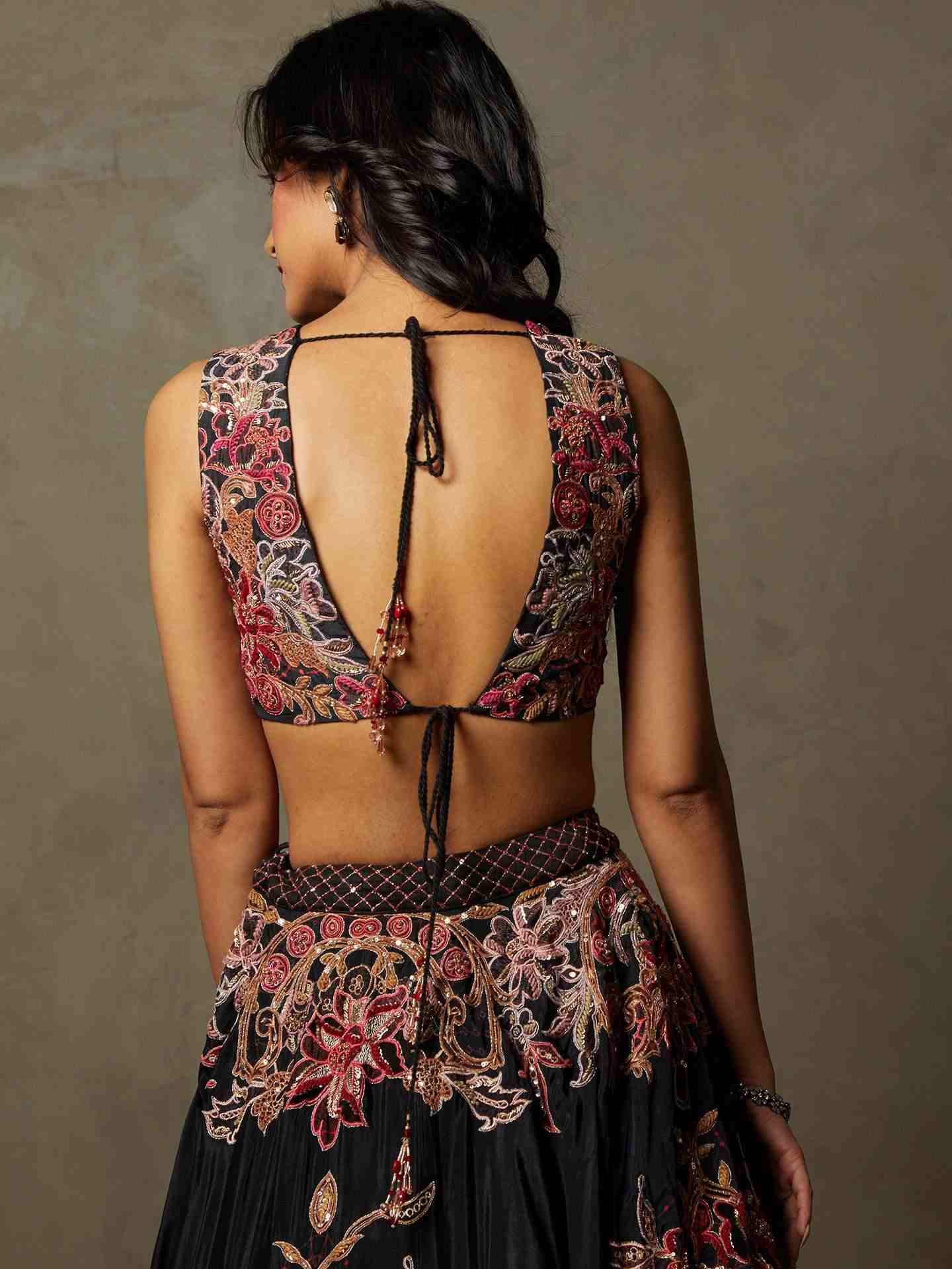 Black & Multi Adenia Lehenga Set