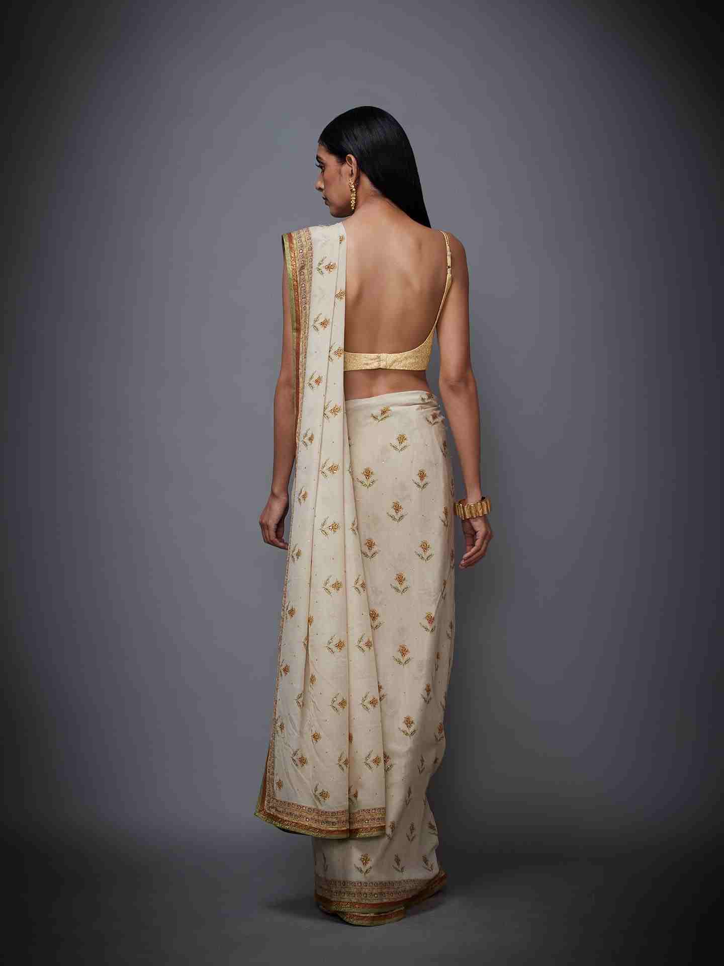 Beige Chisti Saree With Stitched Blouse