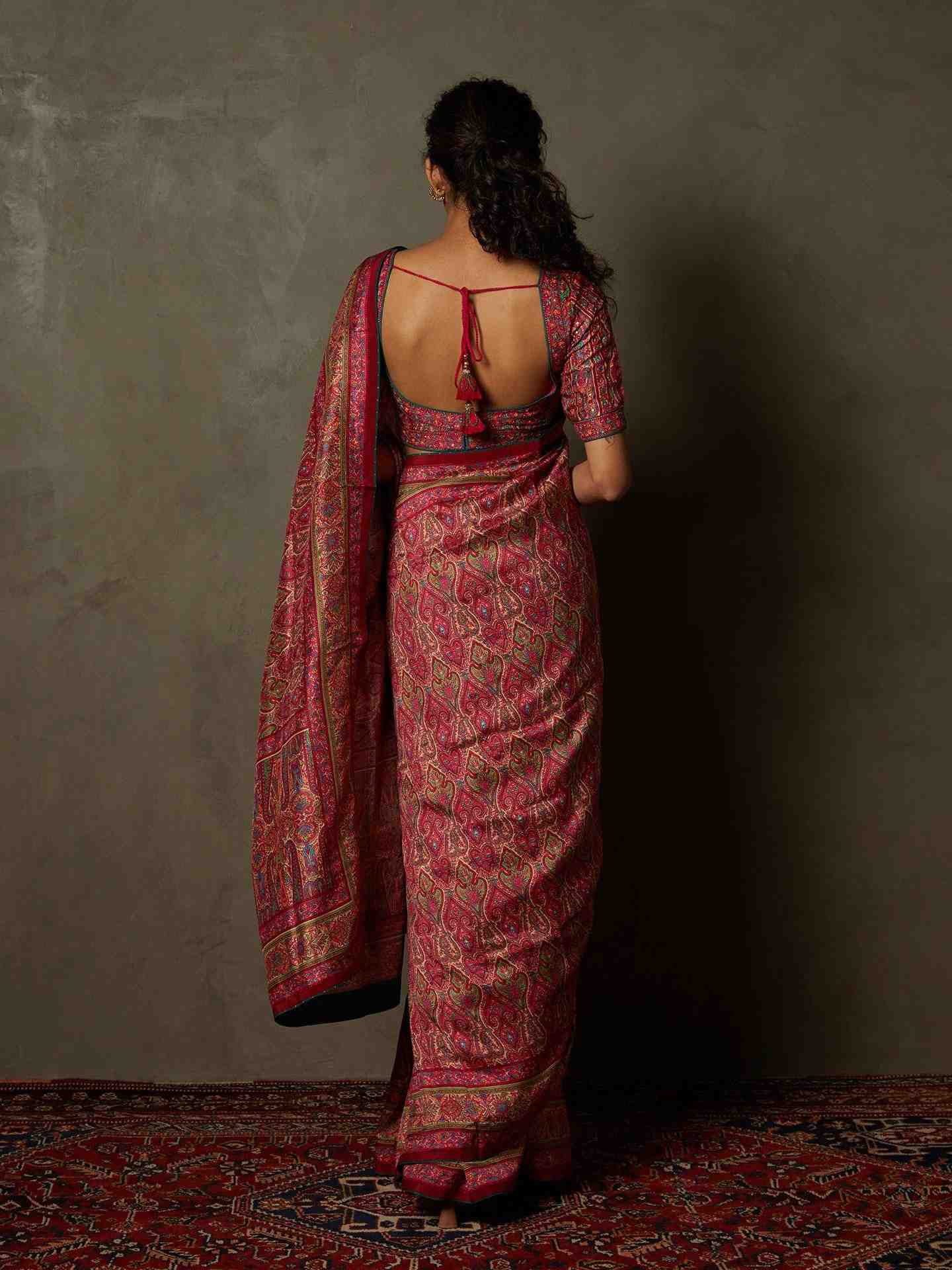 Pink & Beige Shereen Saree With Unstitched Blouse