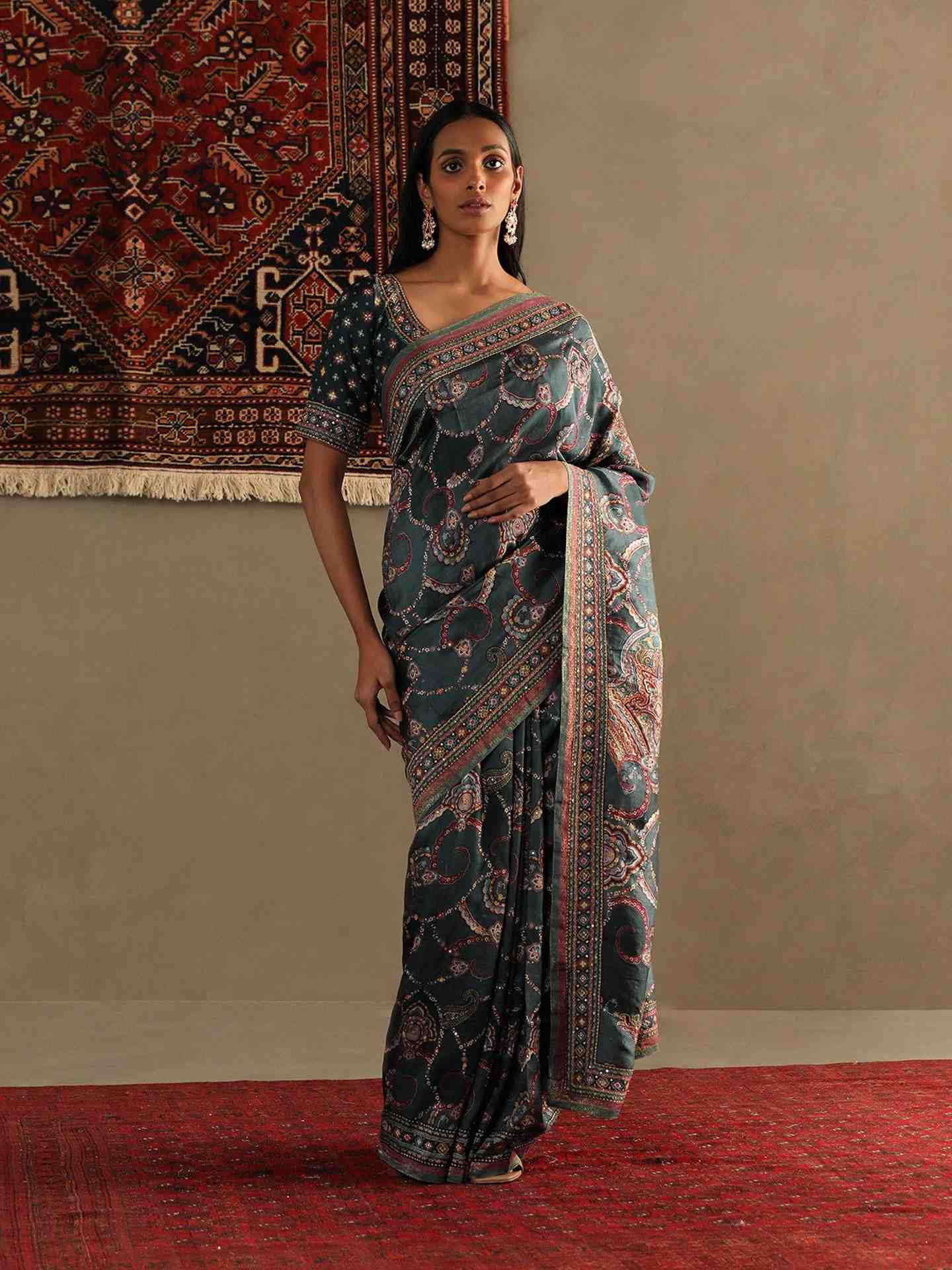 Deep Teal & Multi Rukmini Saree