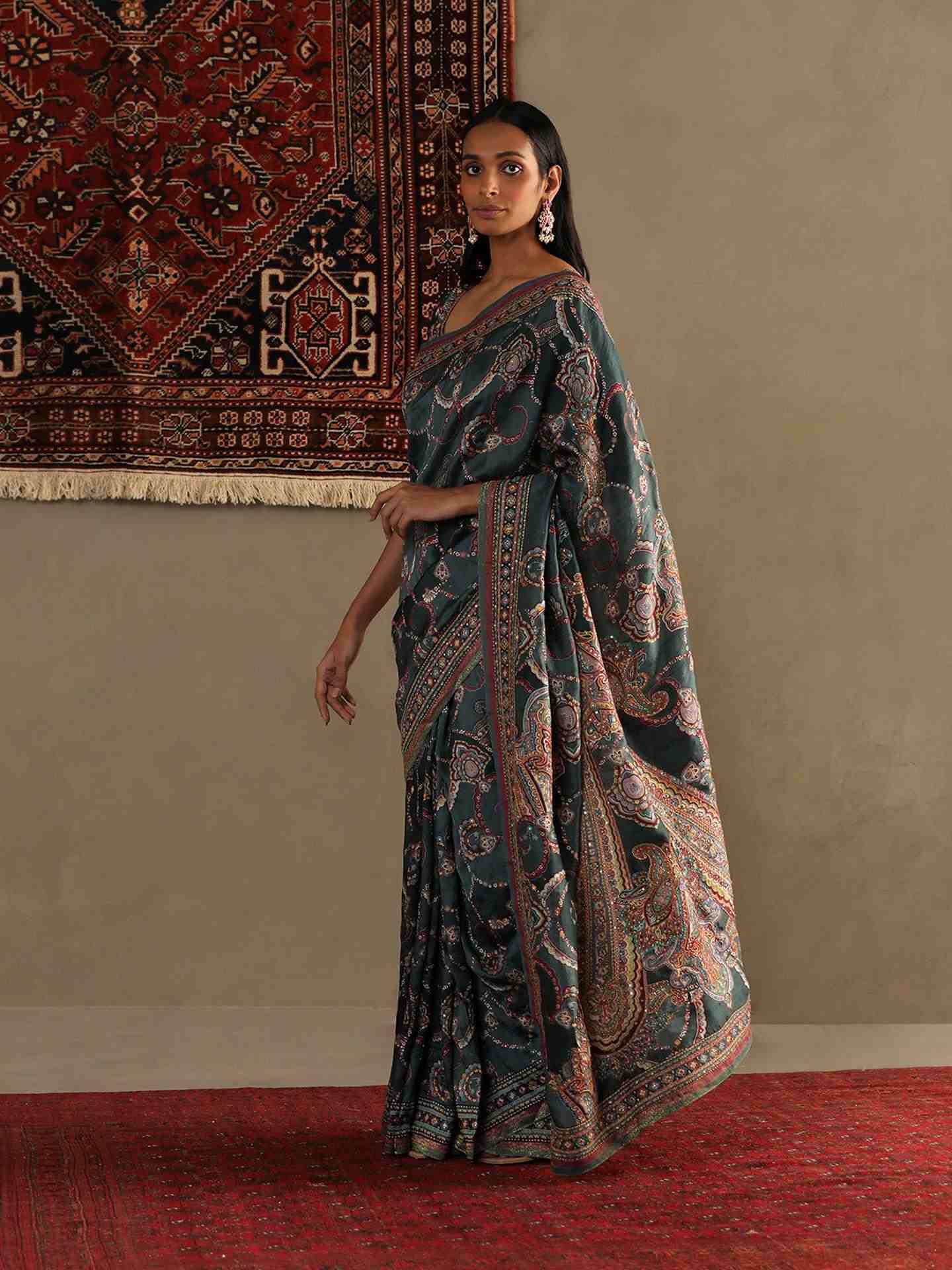 Deep Teal & Multi Rukmini Saree