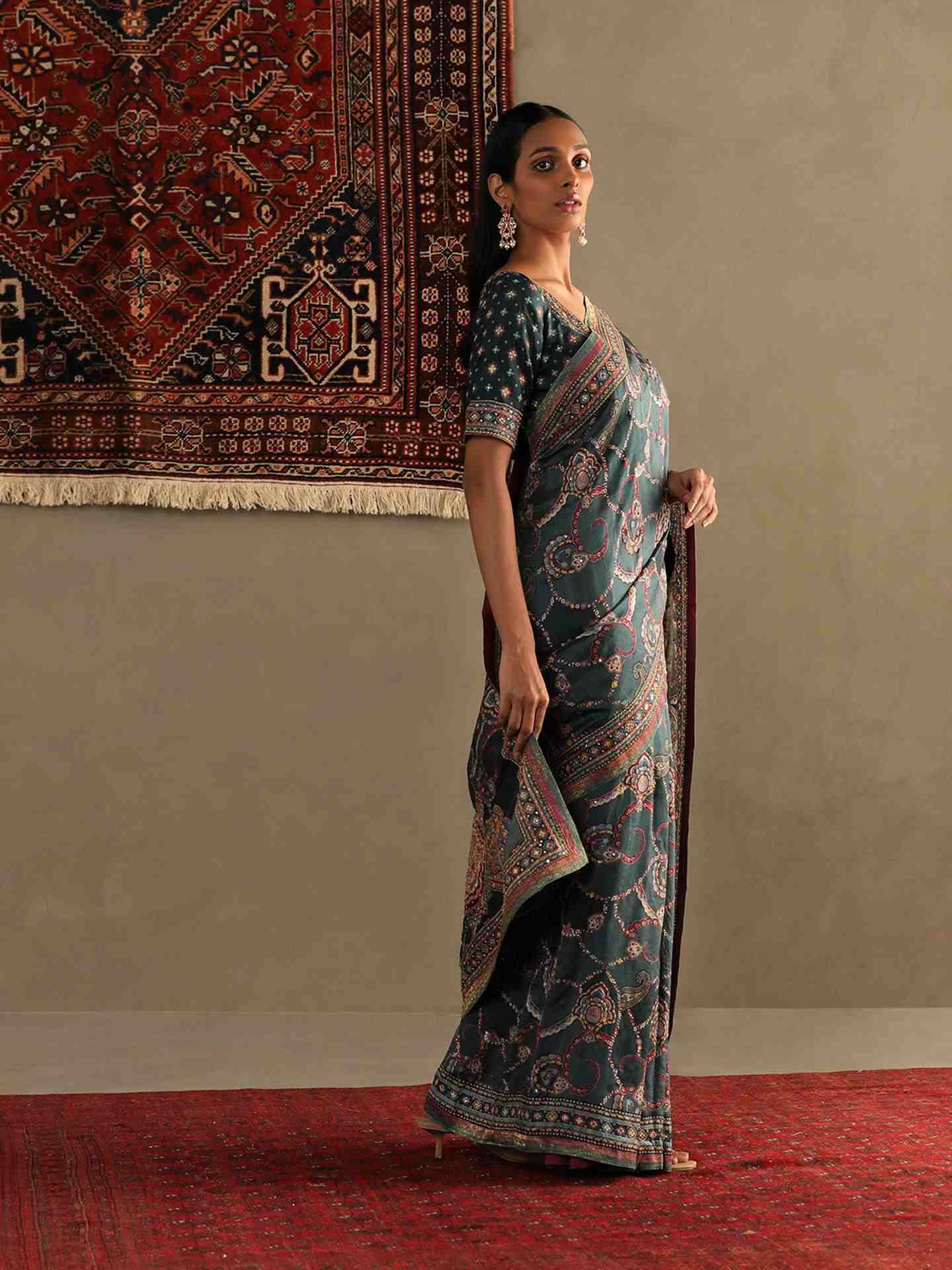 Deep Teal & Multi Rukmini Saree