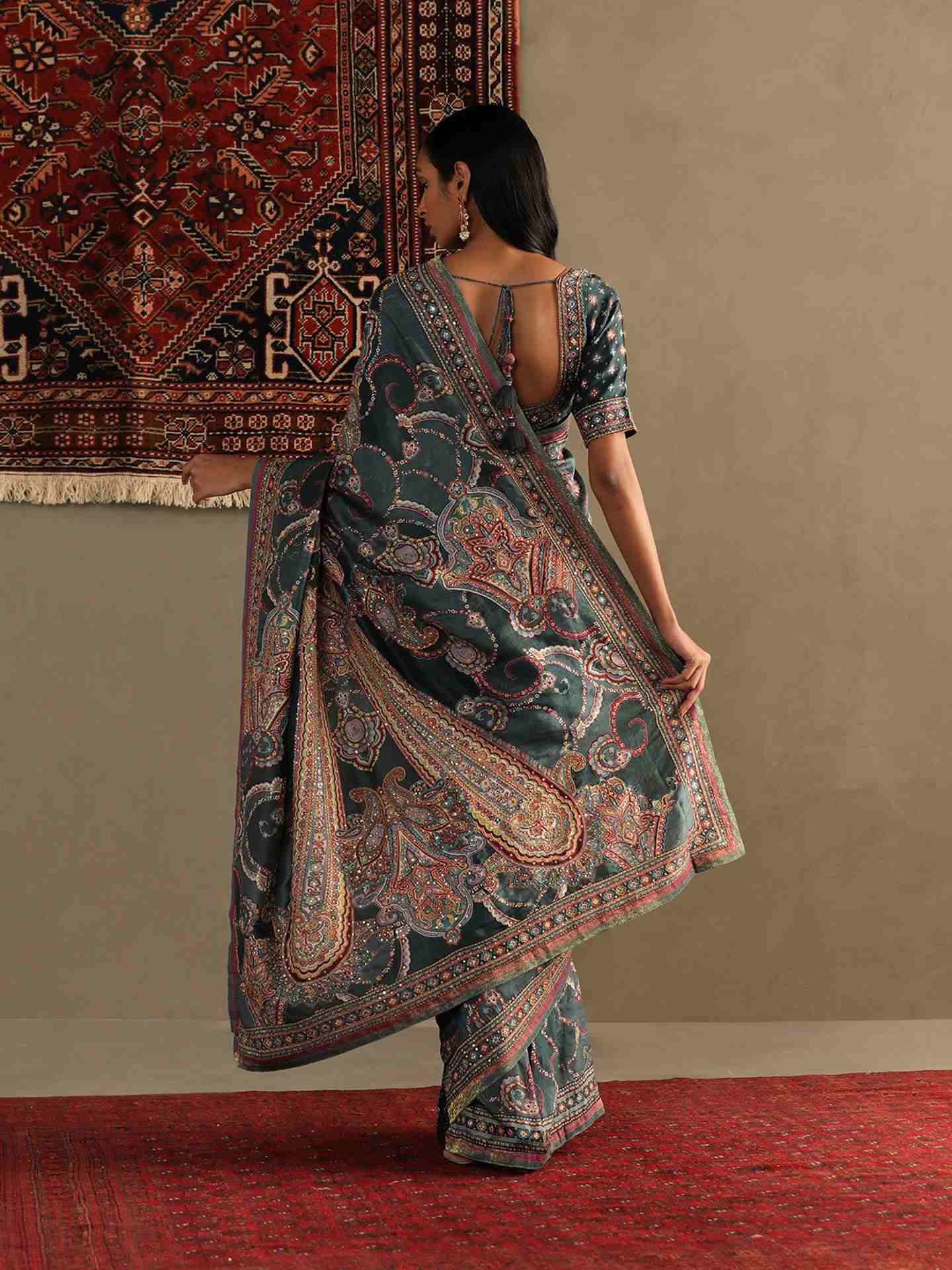 Deep Teal & Multi Rukmini Saree