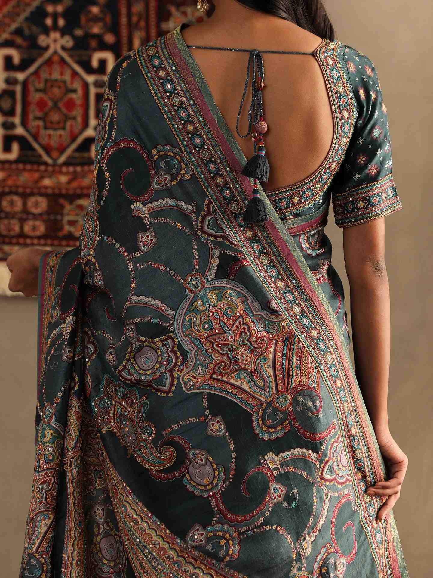 Deep Teal & Multi Rukmini Saree