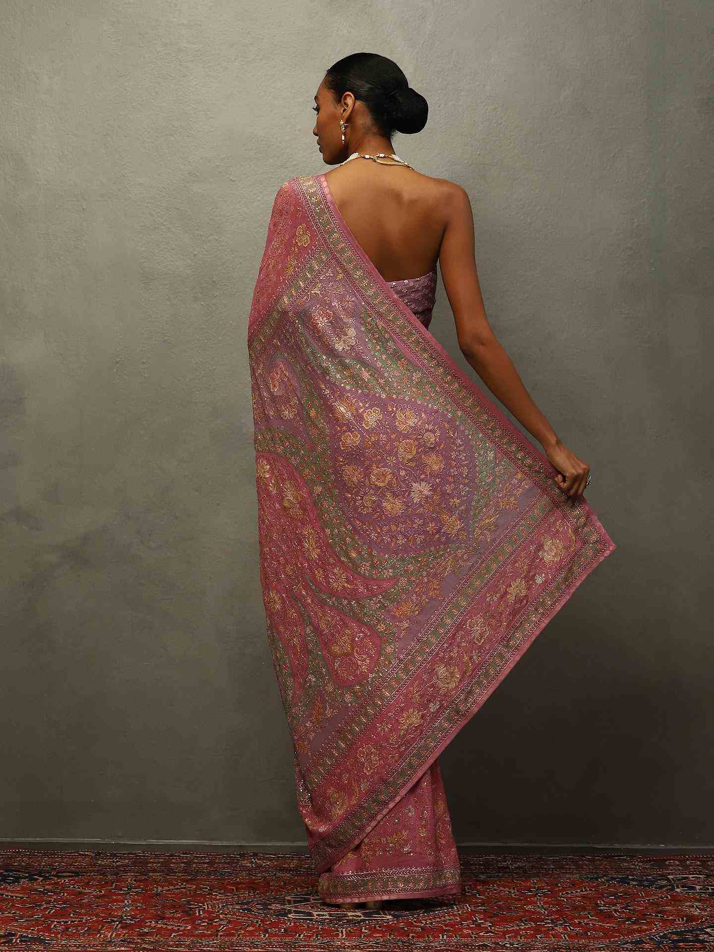 Pink & Mauve Sreshtha Saree With Unstitched Blouse