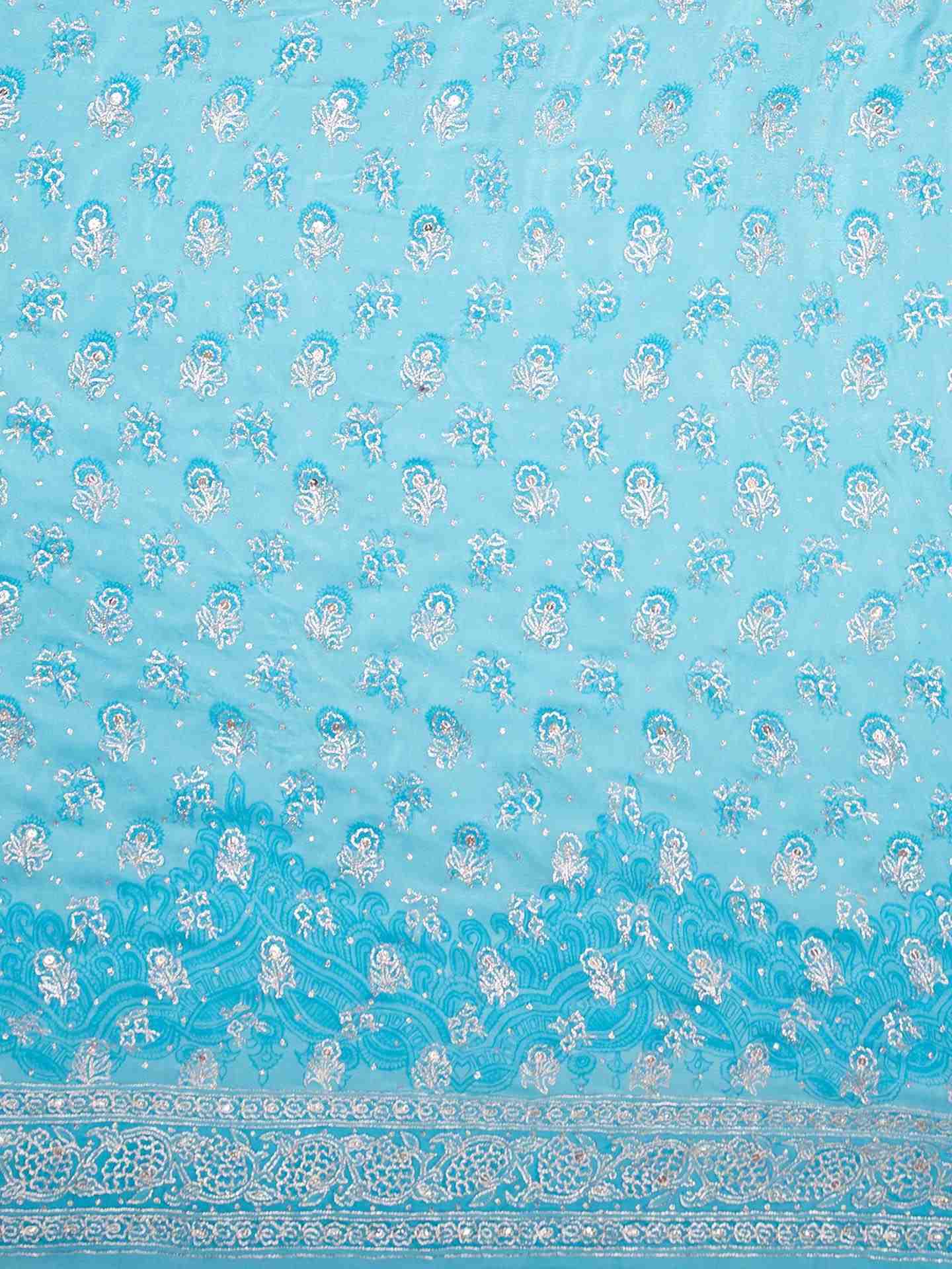 Turquoise Kaya Saree With Unstitched Blouse