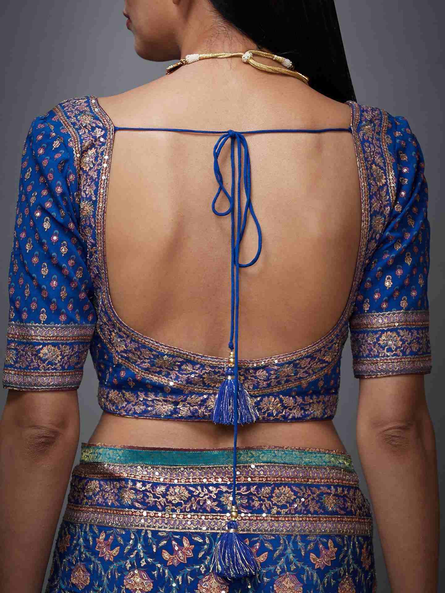 Blue & Pink Rajkot Saree With Unstitched Blouse