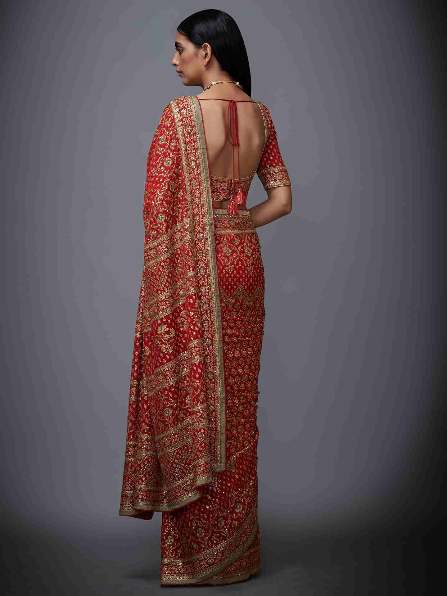 Rust & Beige Rajkot Saree With Unstitched Blouse