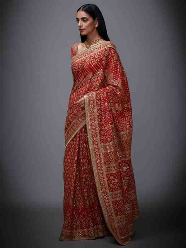 Rust & Beige Rajkot Saree With Unstitched Blouse