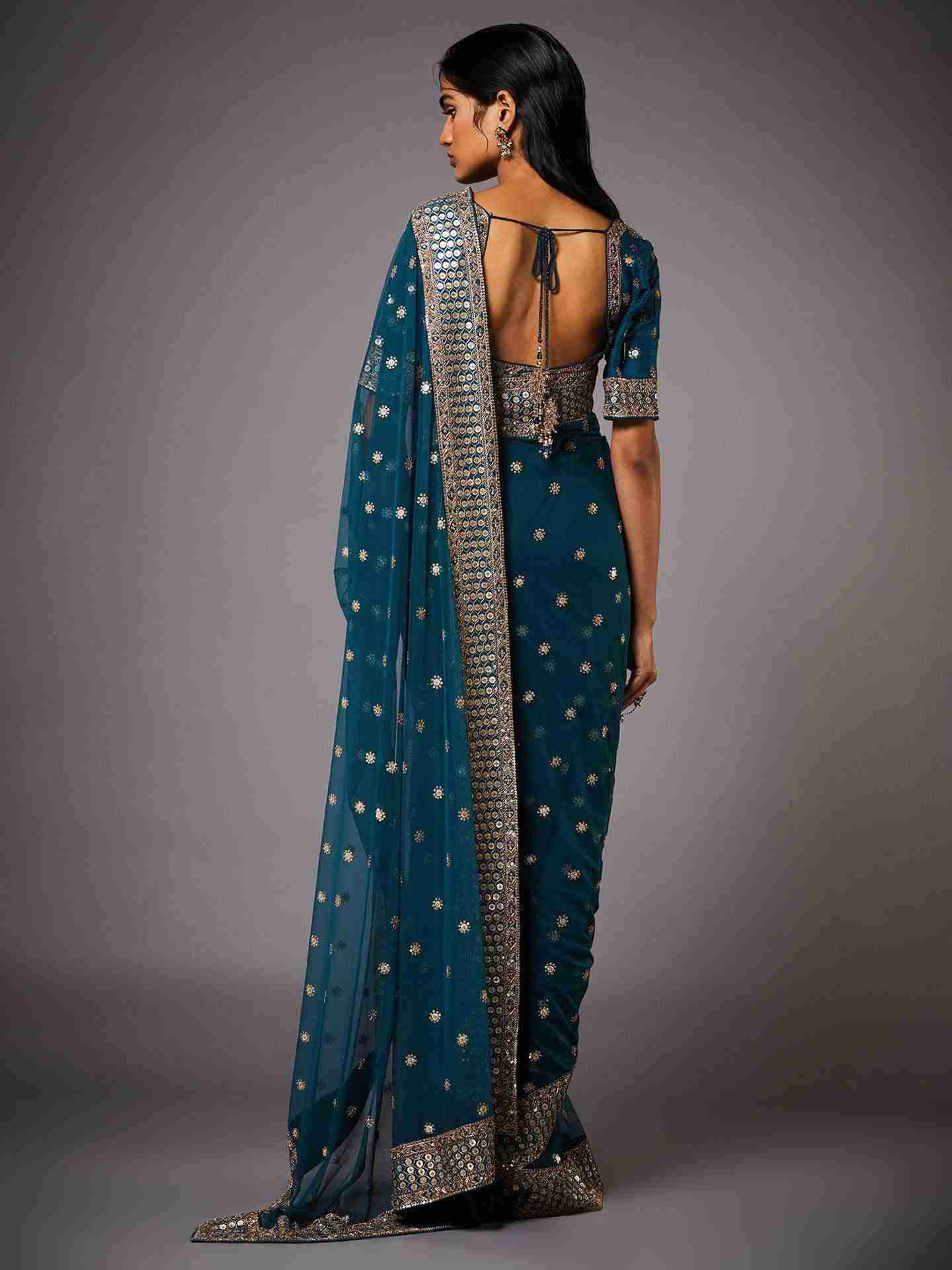 Deep Teal Yamini Saree With Unstitched Blouse