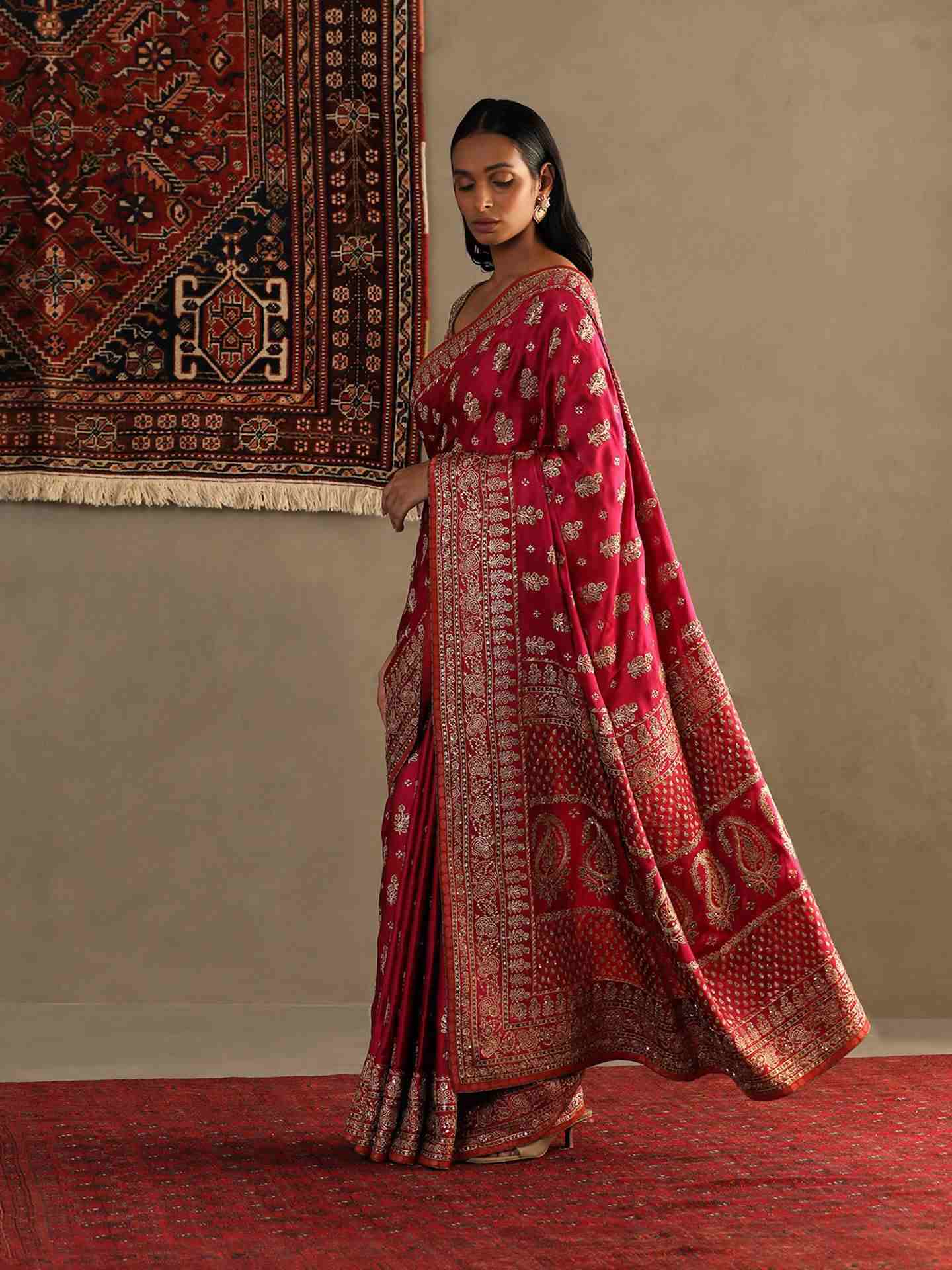 Fuschia Judy Saree With Unstitched Blouse