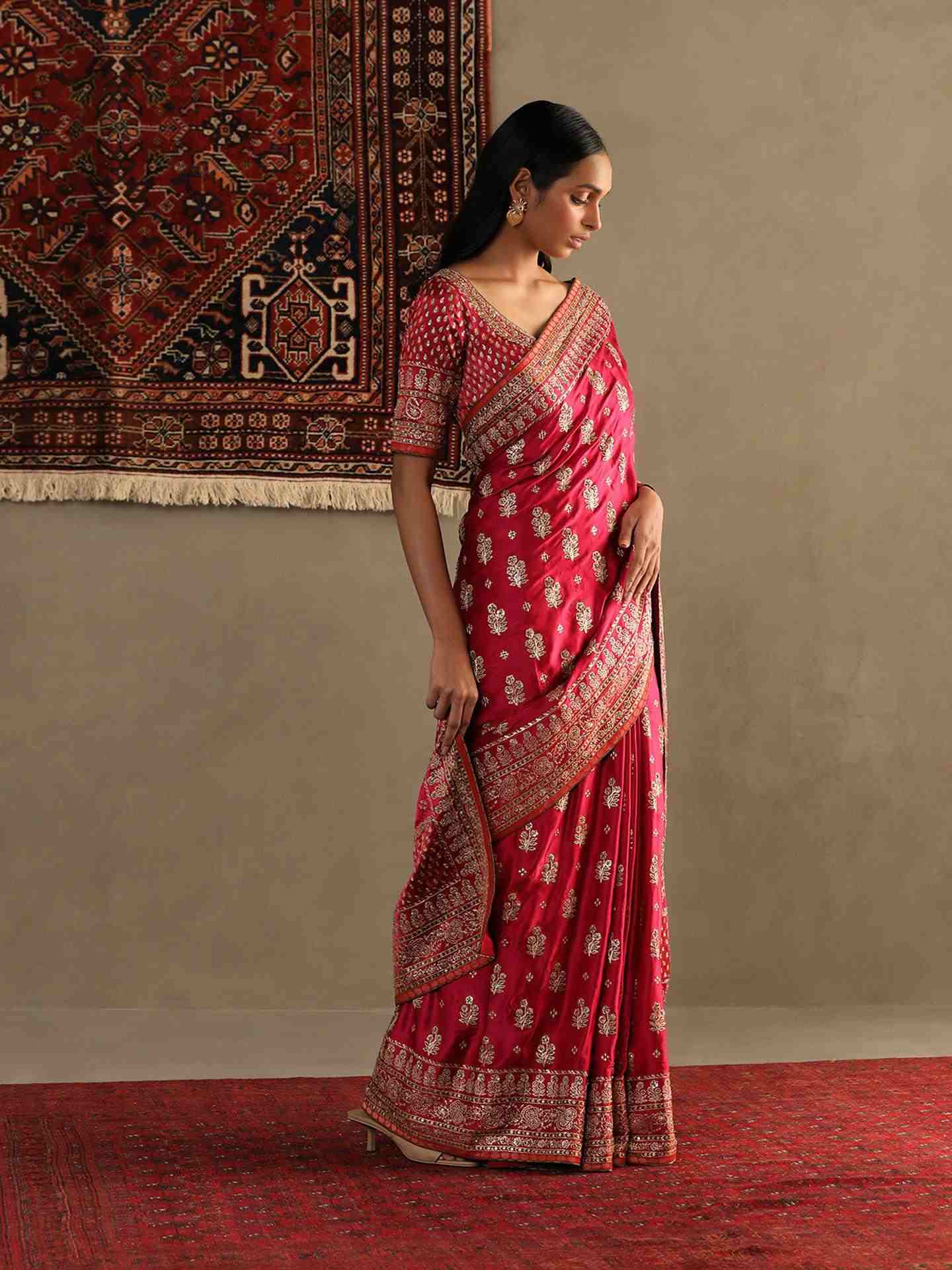 Fuschia Judy Saree With Unstitched Blouse