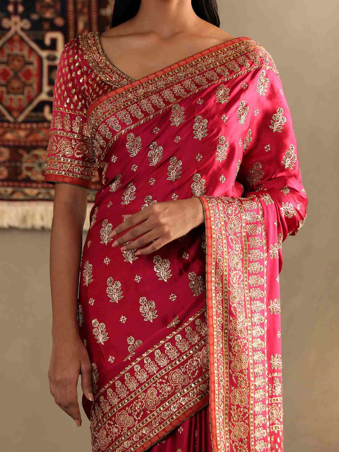 Fuschia Judy Saree With Unstitched Blouse