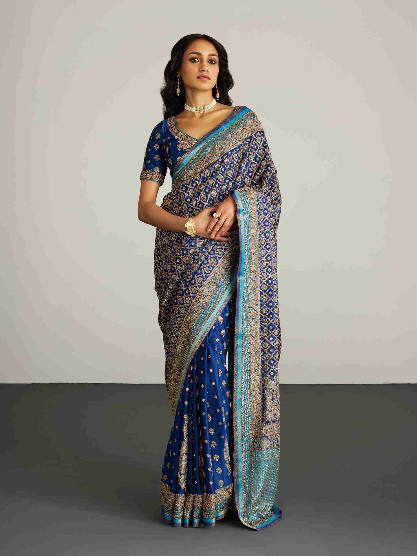 Royal Blue Parampara Zardozi Saree