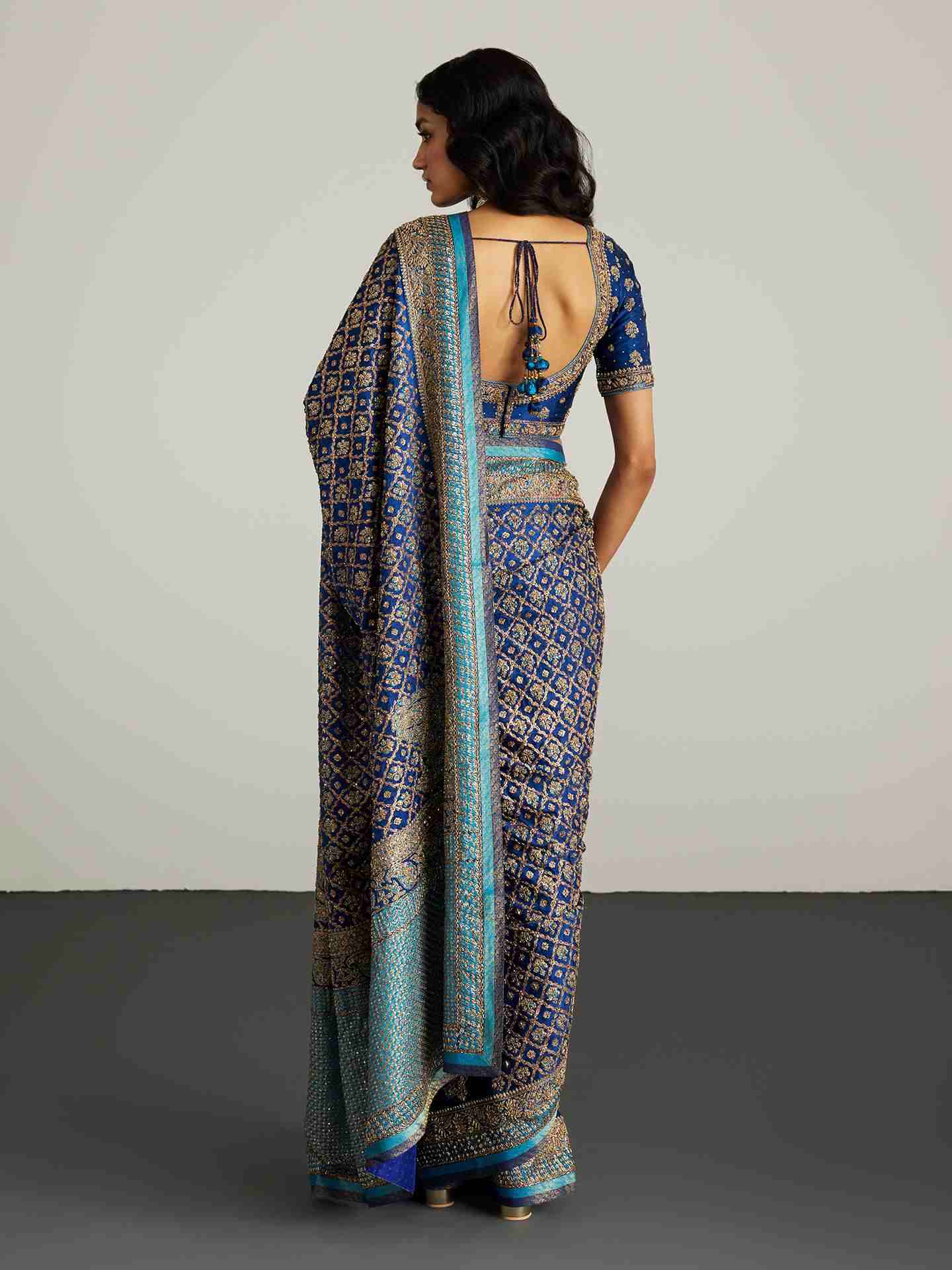 Royal Blue Parampara Zardozi Saree