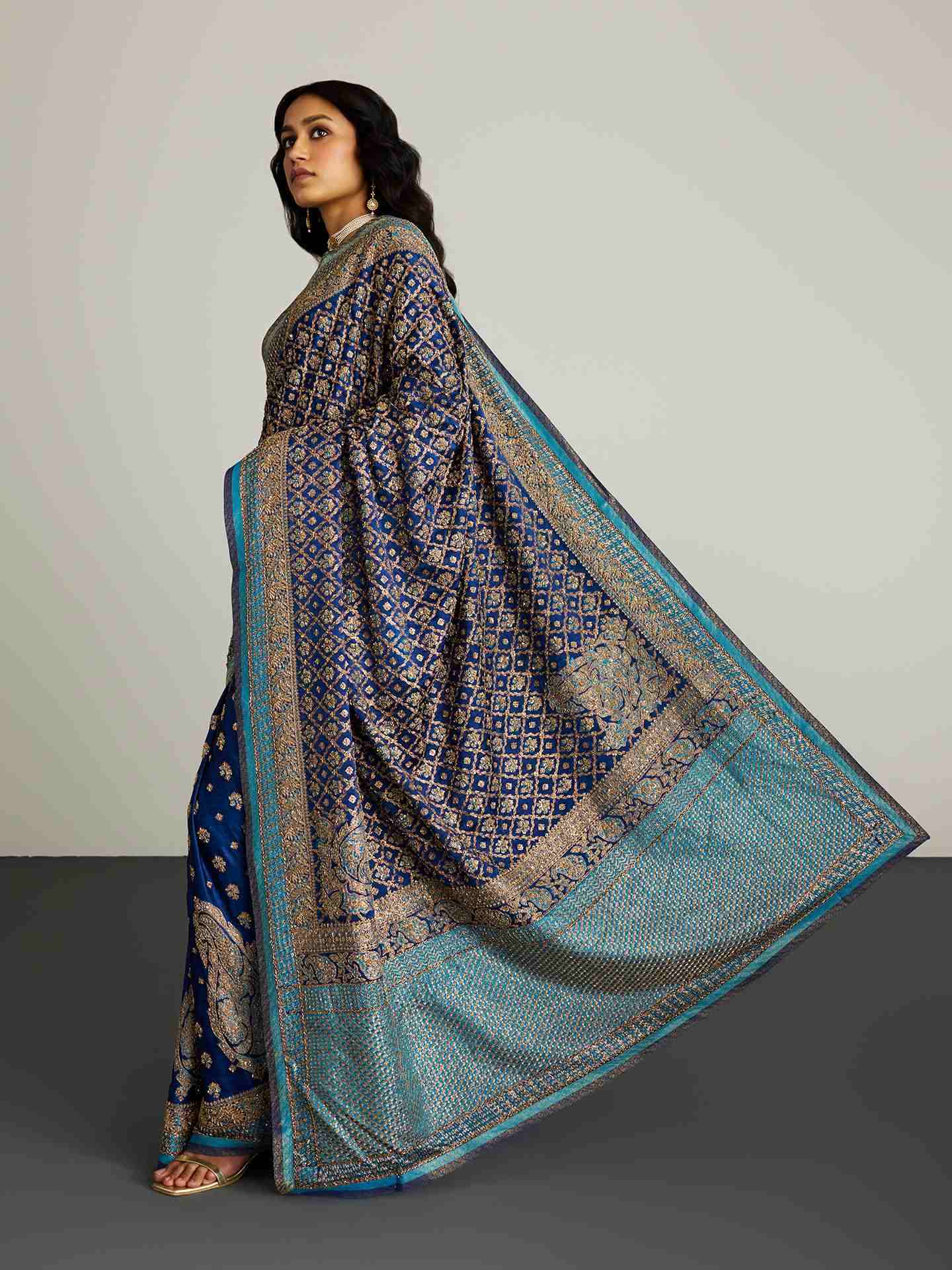 Royal Blue Parampara Zardozi Saree