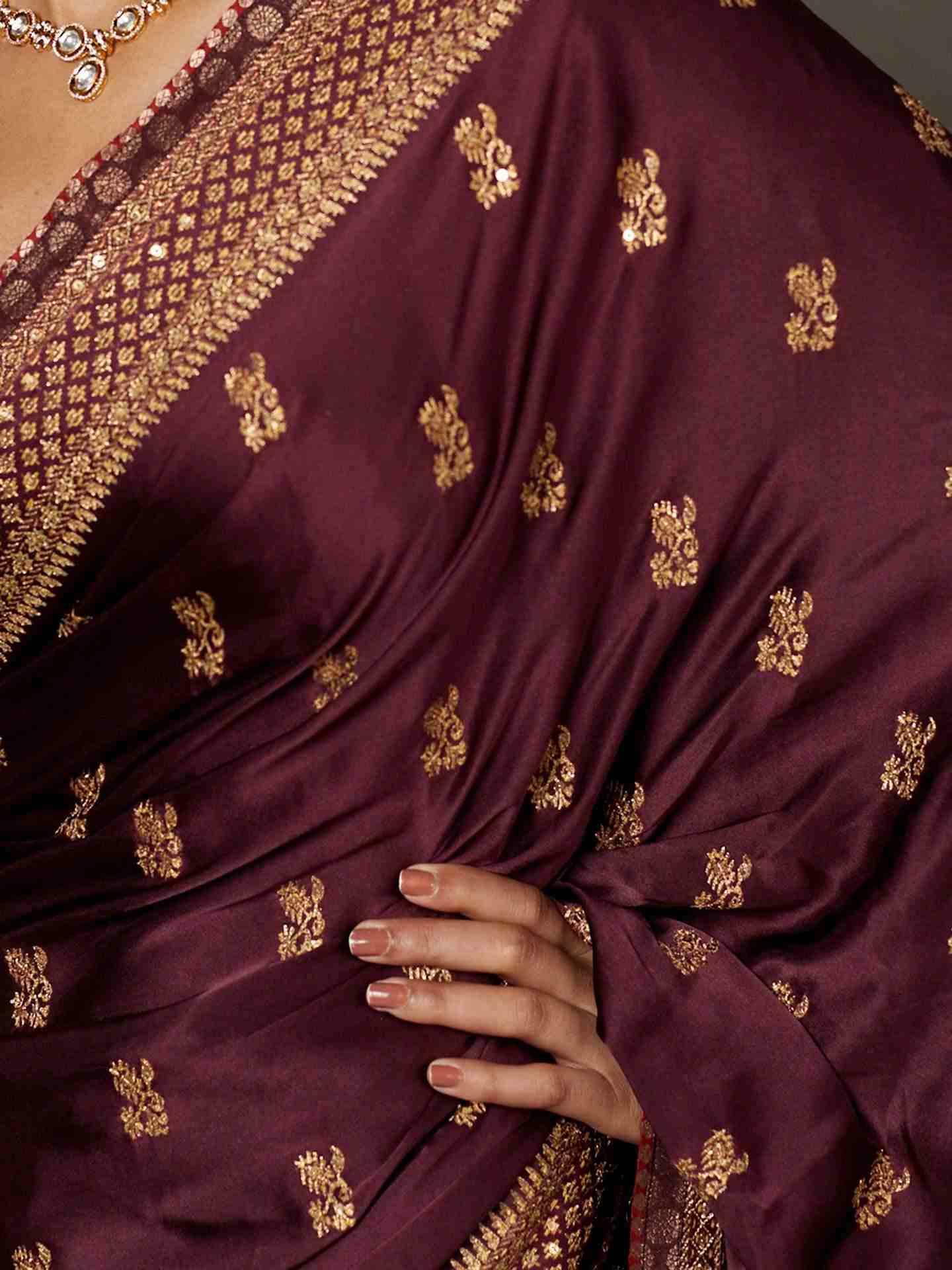 Prune Girija Saree With Unstitched Blouse